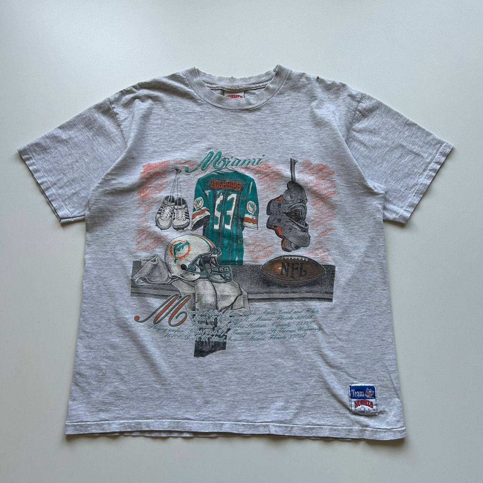 Vintage 90s Miami Dolphins NFL T Shirt XL Nutmeg Made In USA Tops