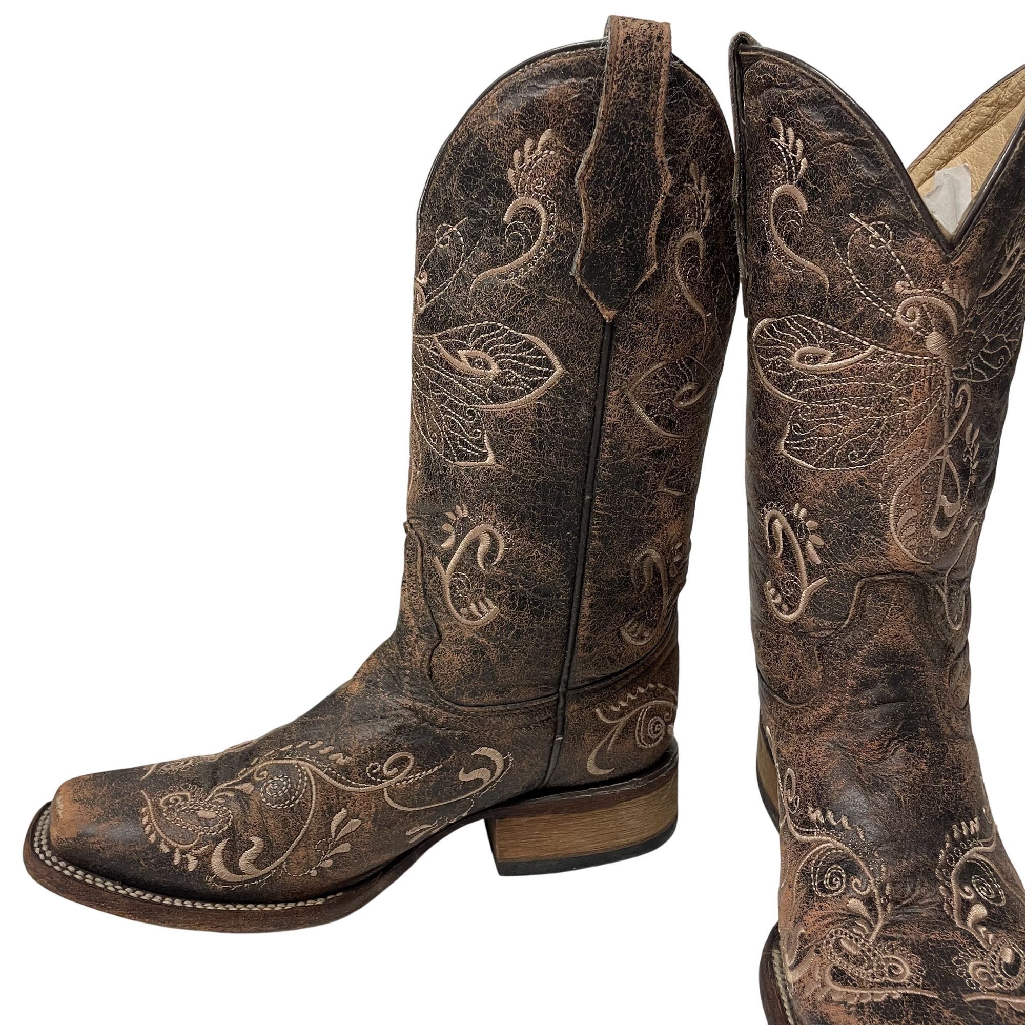 Other Circle G Distressed Style Stitched DRAGONFLY Western Boots Size US 8 / IT 38 - 15 Thumbnail