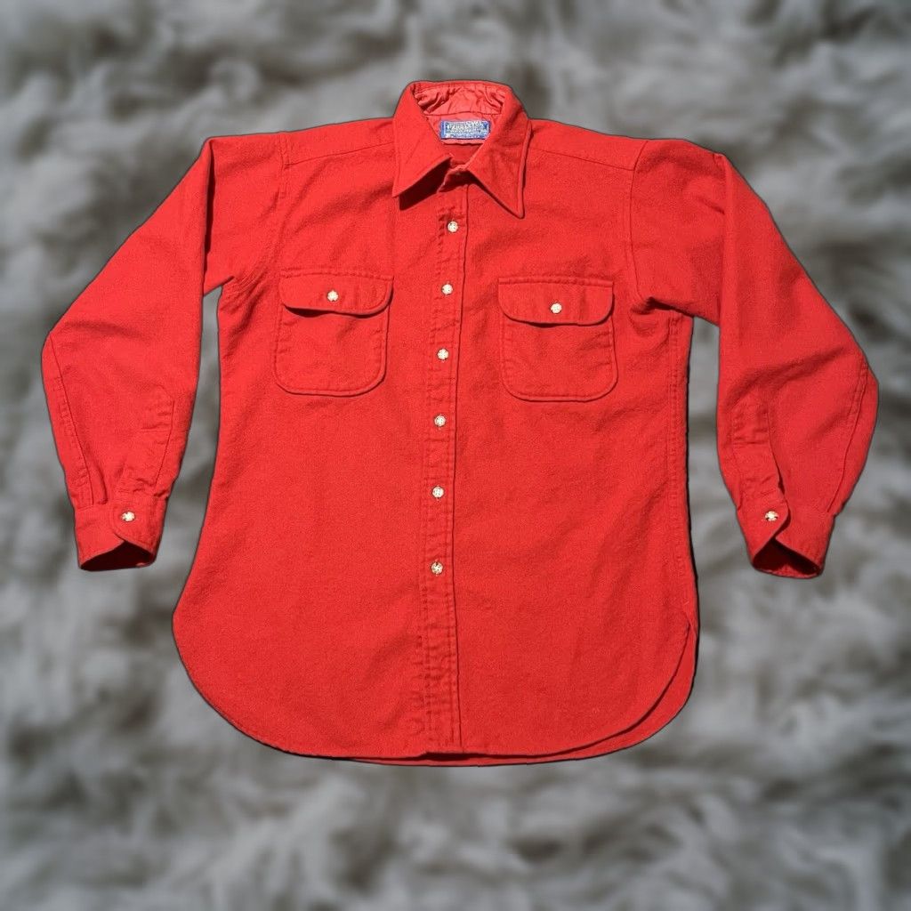 Pendleton VINTAGE Pendleton Board Shirt Mens Red Wool Button