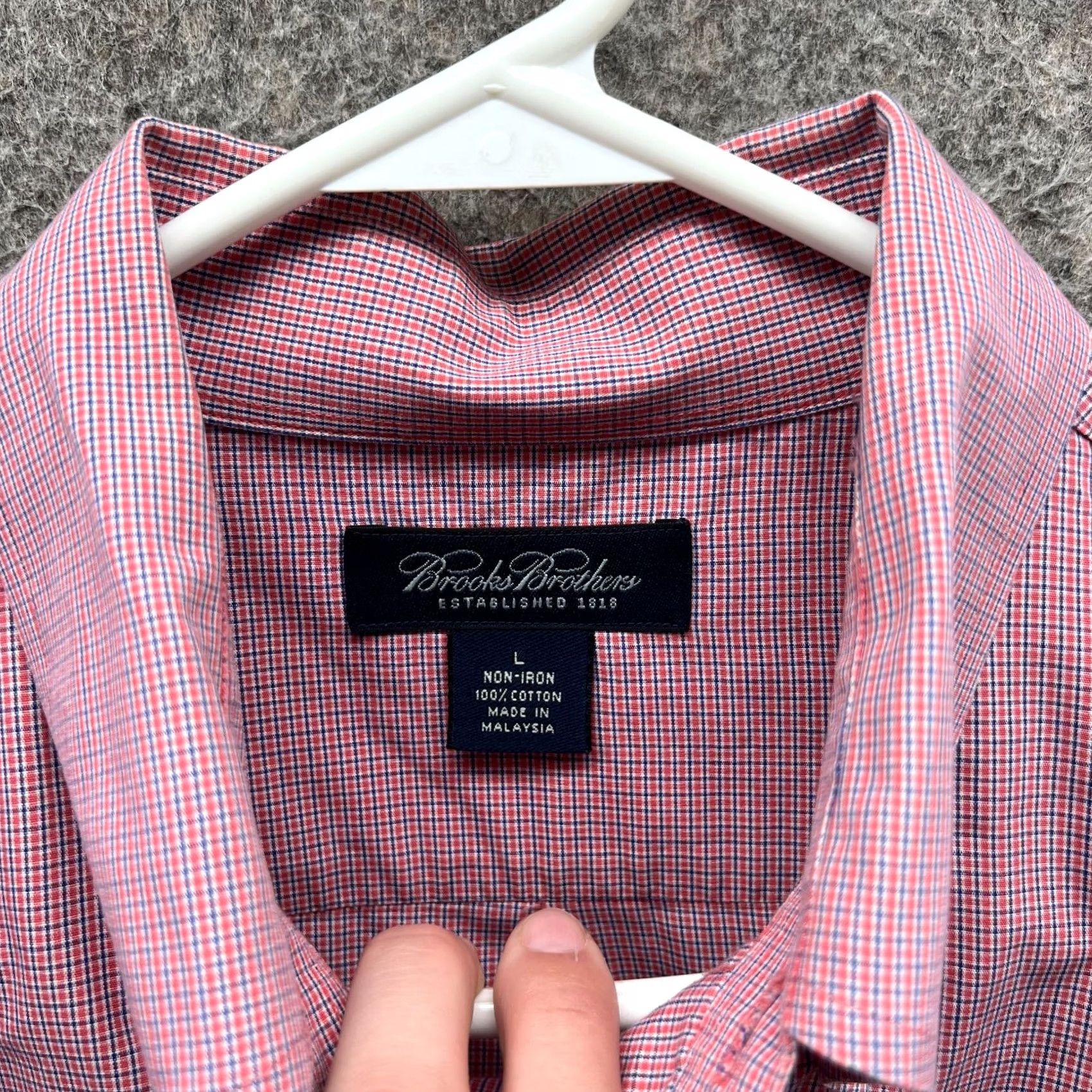 Brooks Brothers VINTAGE Brooks Brothers Dress Shirt Mens Large Red Button Up Plaid Cotton Non Iron VTG Size 42R - 6 Thumbnail
