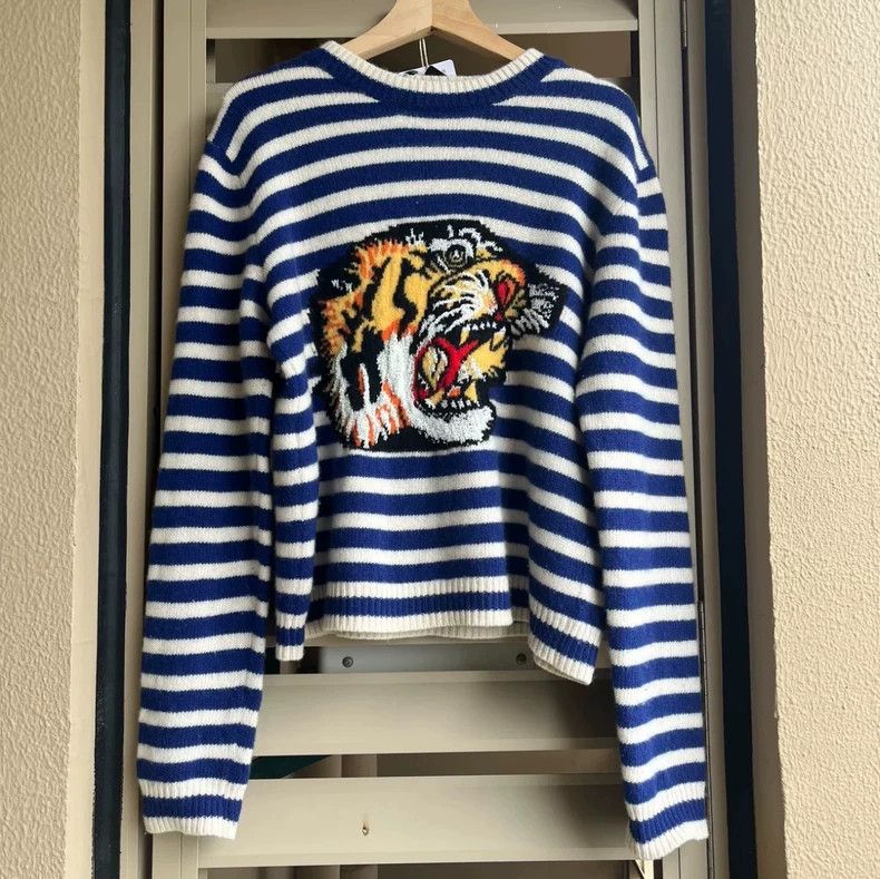 Gucci Gucci Tiger-headed striped knitwear 2503-Nextarrow Size US S / EU 44-46 / 1 - 1 Thumbnail