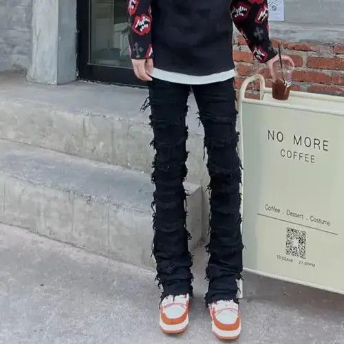 Jean Skinny Denim Jeans Heavy Destruction Ripped Size US 32 / EU 48 - 2 Thumbnail