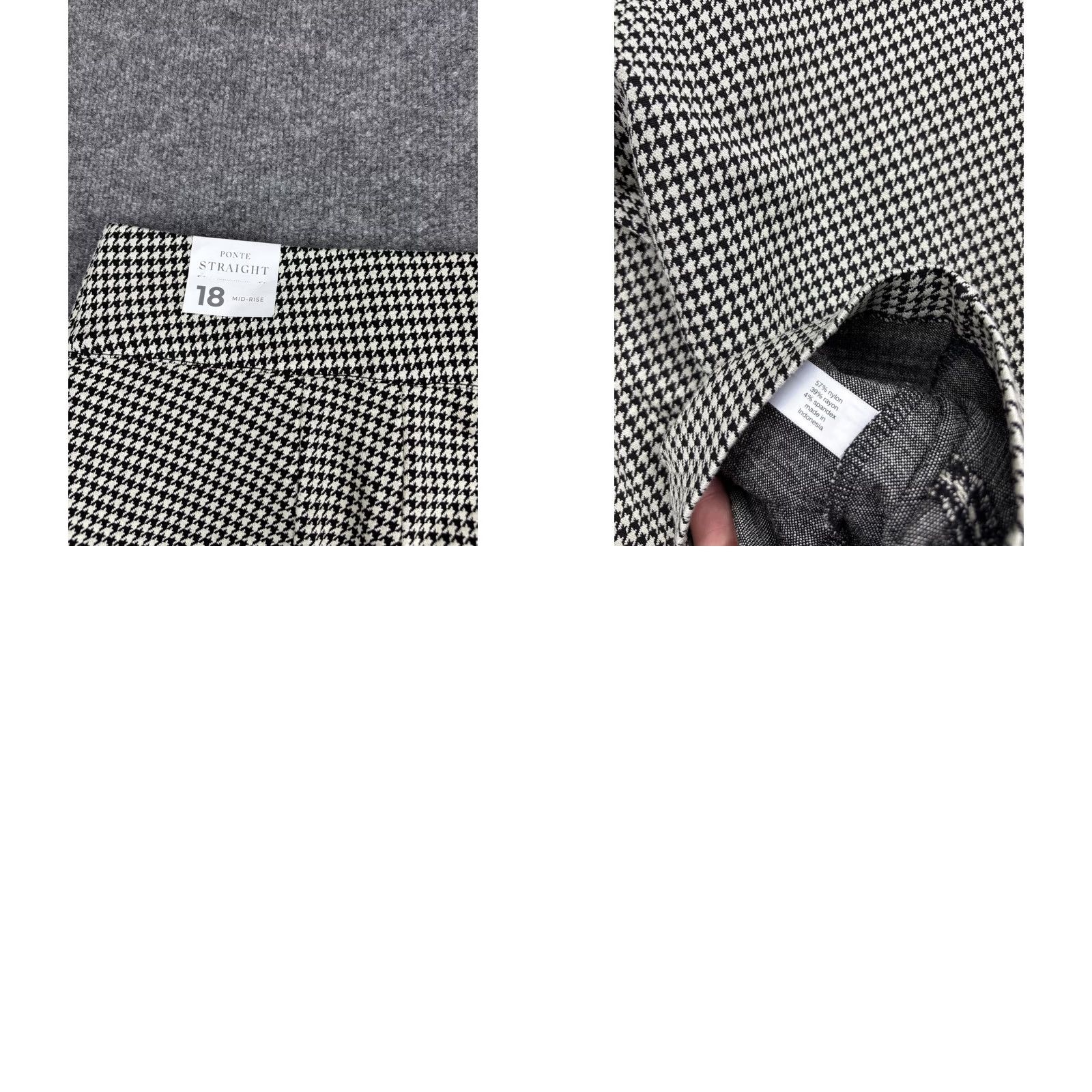 Vintage Lane Bryant Pants Womens 18 Black White Houndstooth Ponte Straight Mid Rise Pull On Size 40" / US 18 - 8 Thumbnail