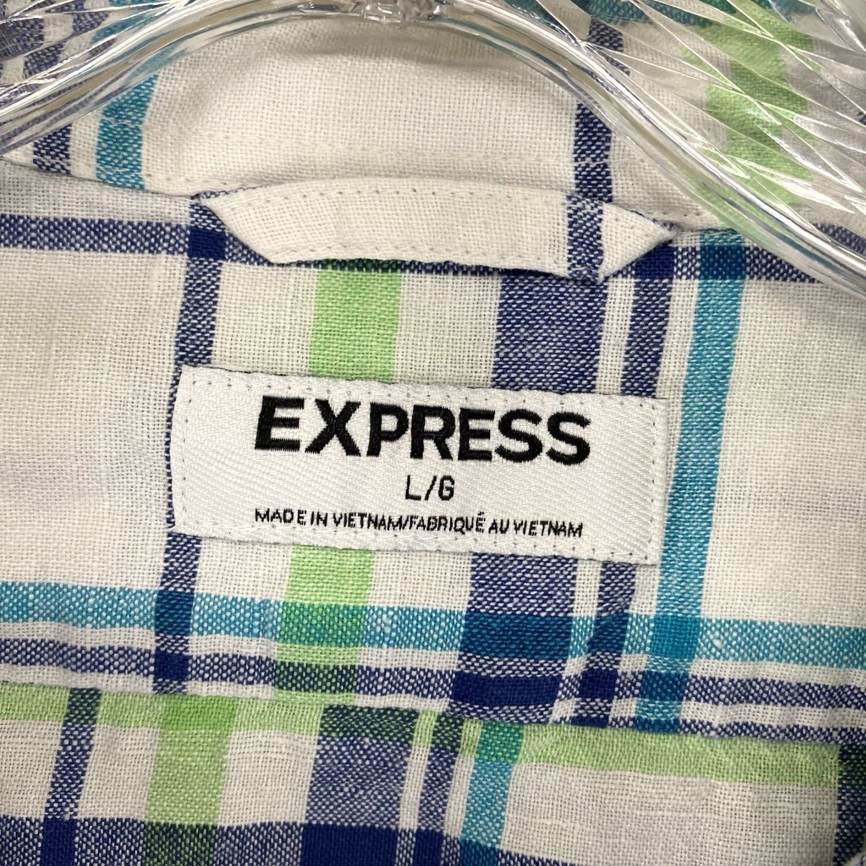 Express Express Linen Shirt Mens Plaid Button-Up Colorful Breathable Casual Workwear Shirt L Size US L / EU 52-54 / 3 - 3 Thumbnail