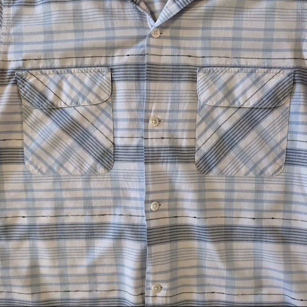 Beams Plus BEAMS PLUS + Japan Open Collar Check Blue Short Sleeve Shirt Size US M / EU 48-50 / 2 - 4 Thumbnail