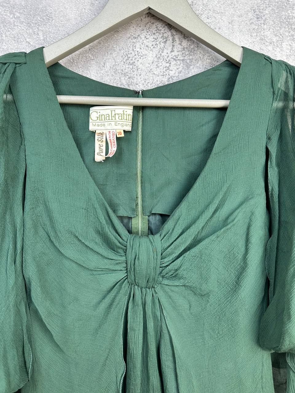 Vintage Gina Fratini Vintage 1970s Pure Silk Chiffon Draped Dress Size M / US 6-8 / IT 42-44 - 5 Thumbnail