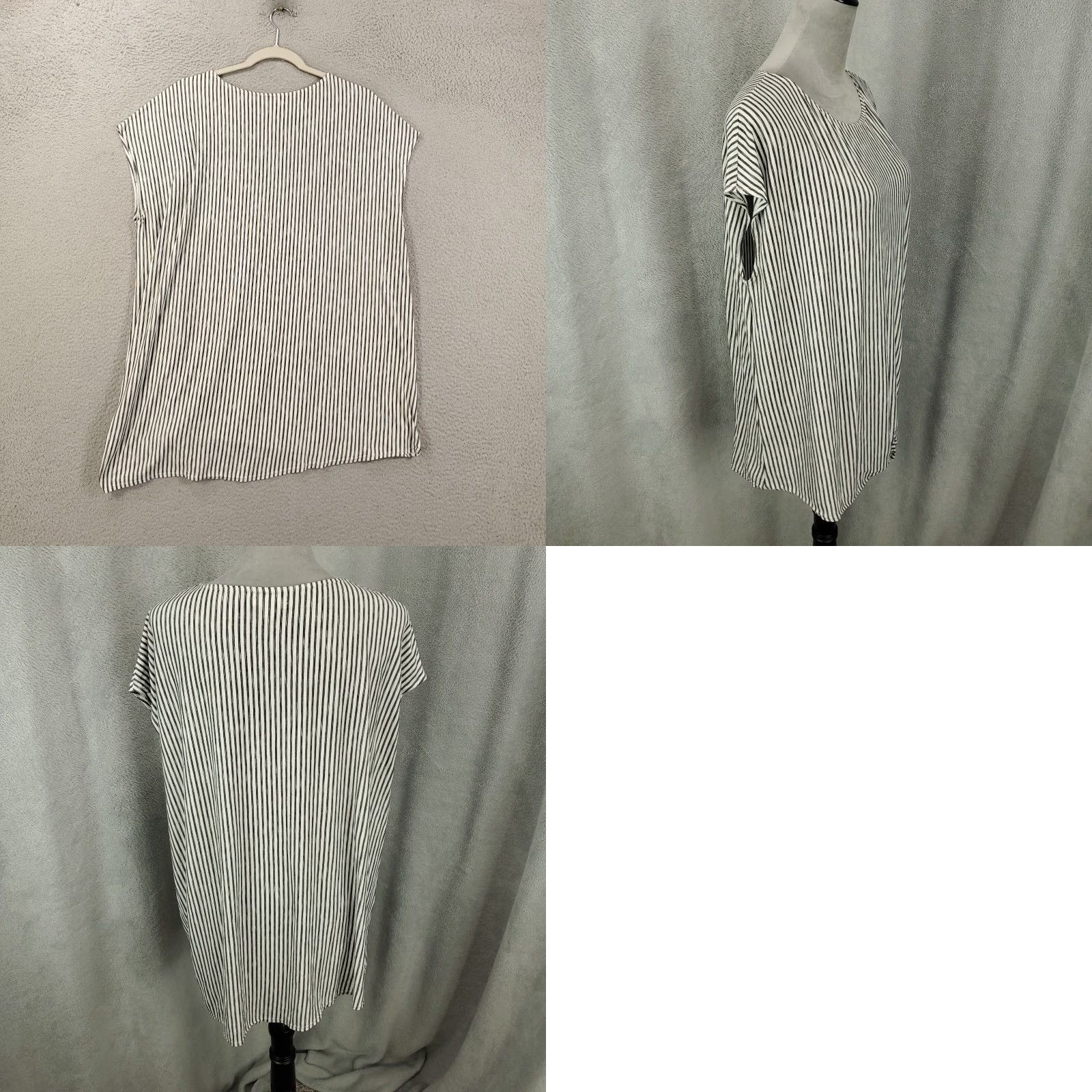 Vintage Max Studio Top Women’s 1X Boho Striped Black White Pullover Twist Waist Tie Top Size XL / US 12-14 / IT 48-50 - 8 Thumbnail