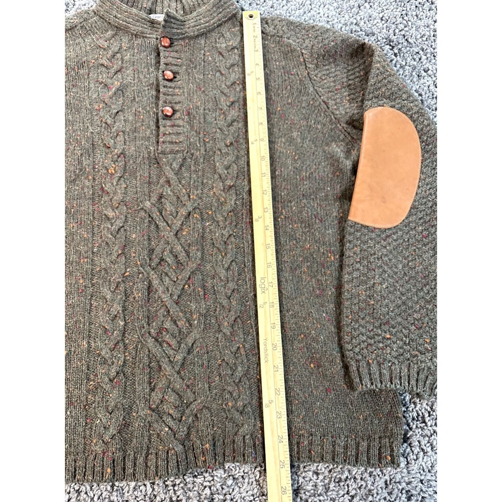 Gran Sasso Gran Sasso Sweater Men L Green Wool Knit Visions Mock Elbow Button Collared Classic Pullover Knitwear Size US L / EU 52-54 / 3 - 2 Thumbnail