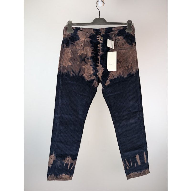 Gucci o1rshd1 Bleached Cotton Corduroy Tapered Denim Pants in Blue Size US 33 - 2 Thumbnail