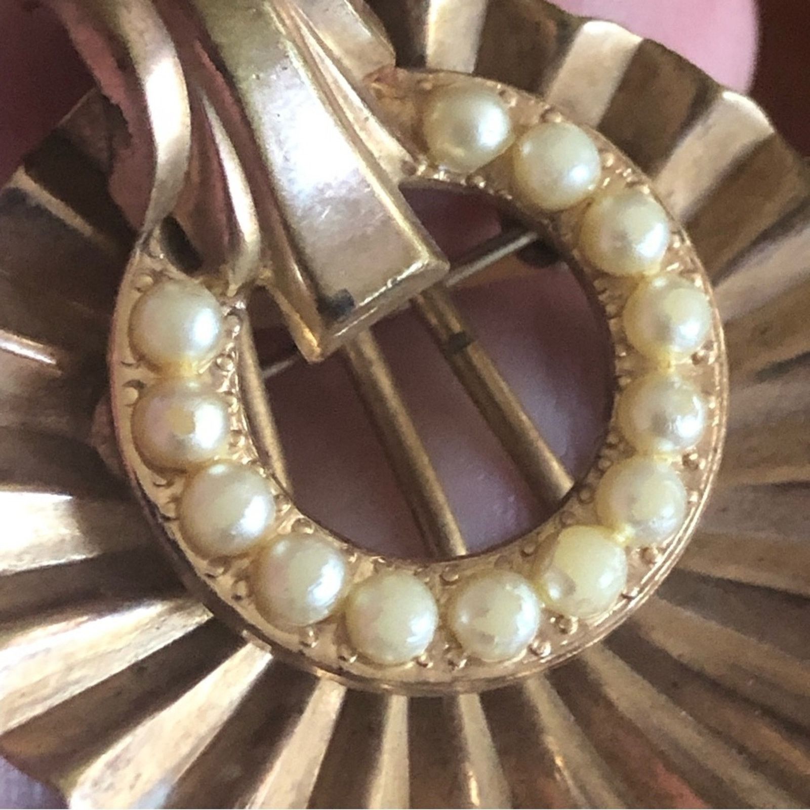 Other Antique art deco emerald stone pearl accent brooch pin Size ONE SIZE - 4 Thumbnail