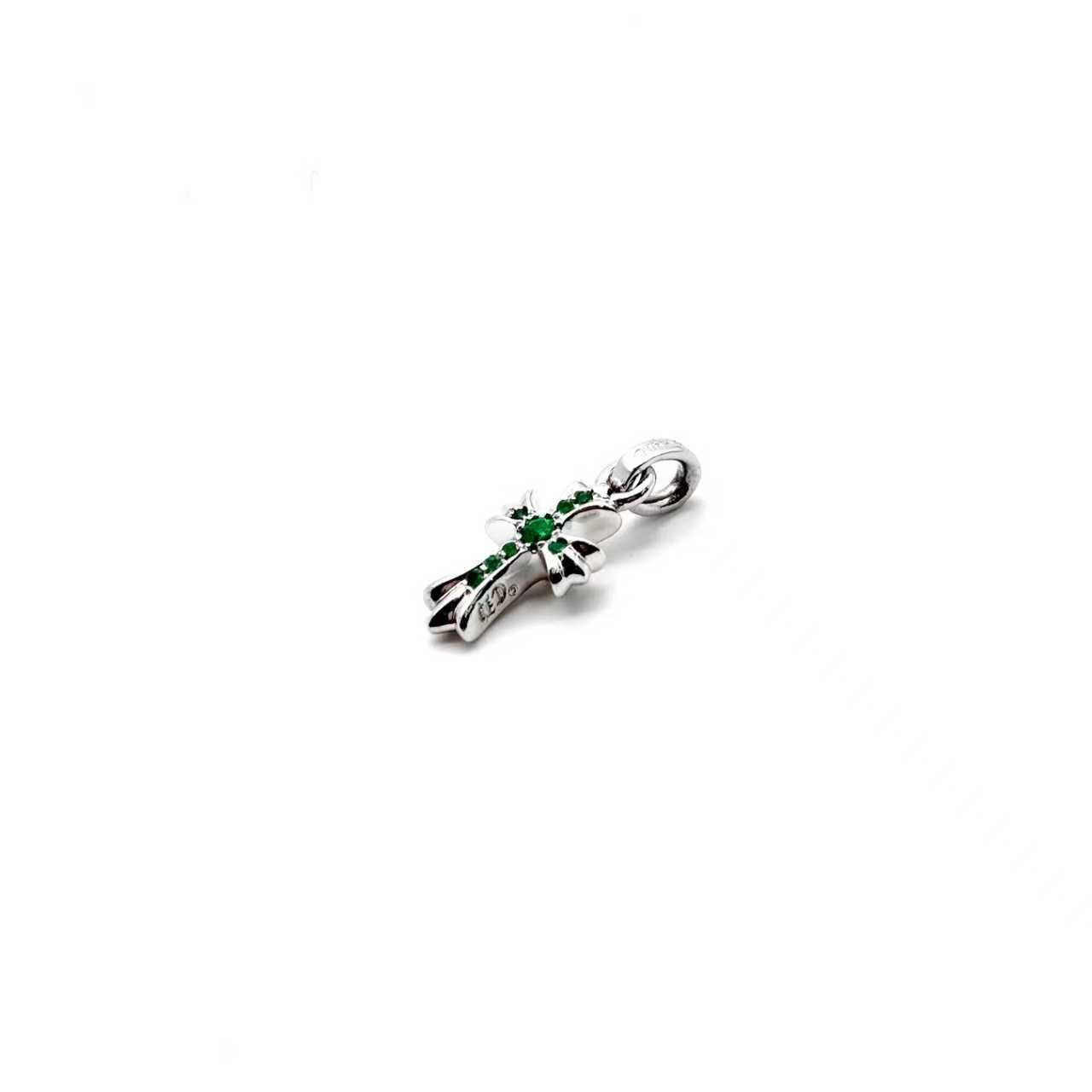 Chrome Hearts Chrome Hearts White Gold Emerald Babyfat Cross Charm Pendant Size ONE SIZE - 3 Thumbnail