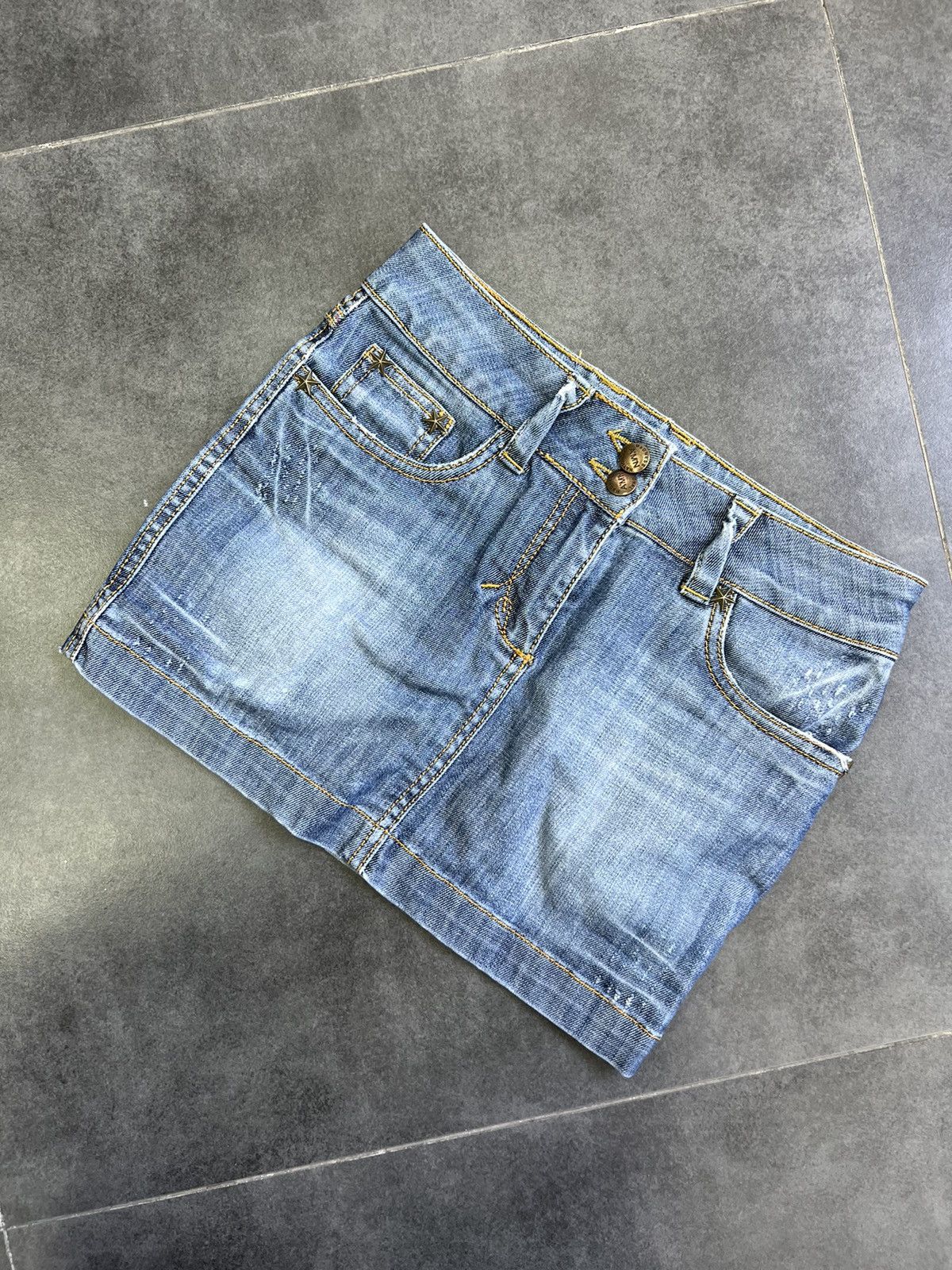 Hysteric Glamour × Vintage VINTAGE STARS Y2K AVANT GARDE MINI JEANS SKIRT Size 26" / US 2 / IT 38 - 4 Thumbnail