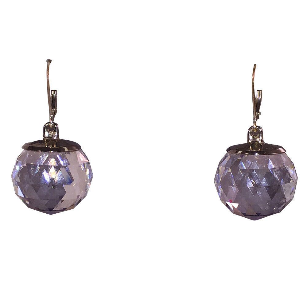Designer Sterling Crystal Faceted Orb Dangle Earrings Size ONE SIZE - 1 Thumbnail