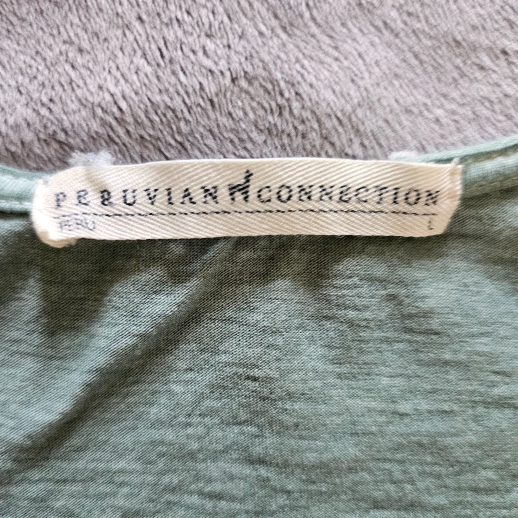Vintage VINTAGE? No — ignore. Title: Peruvian Connection Dress Women Large Green Pima Cotton A-Line Short Sleeve Boho Size L / US 10 / IT 46 - 3 Thumbnail