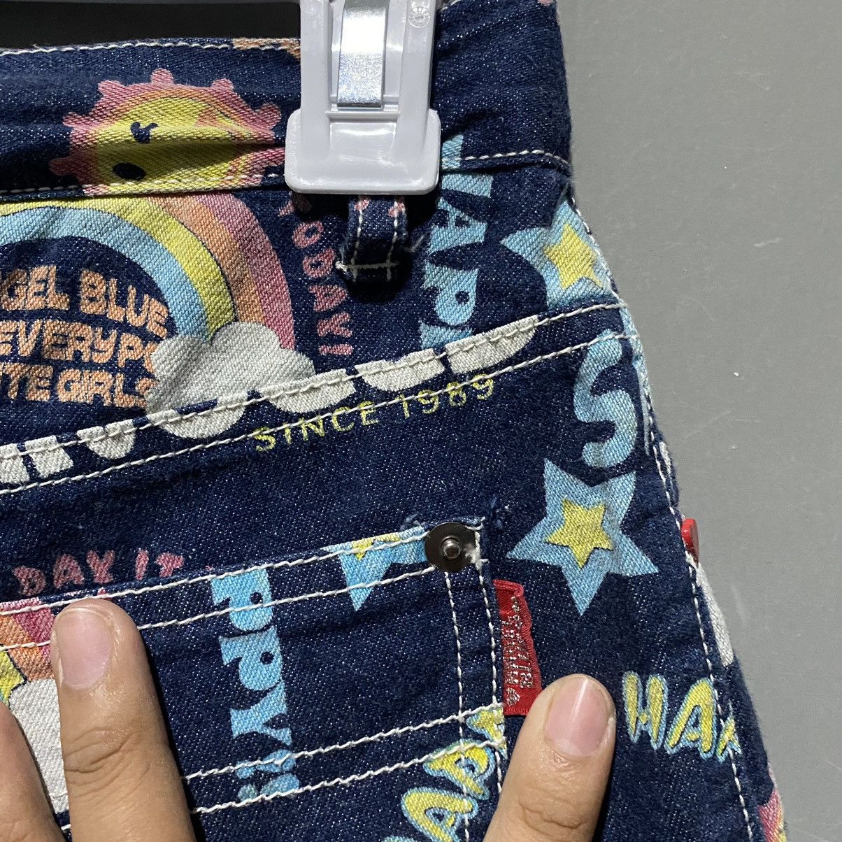 Angel Blue × If Six Was Nine × Le Grande Bleu (L.G.B.) Angel Blue Short Jeans Pants Full Print Size 27" / US 4 / IT 40 - 4 Thumbnail