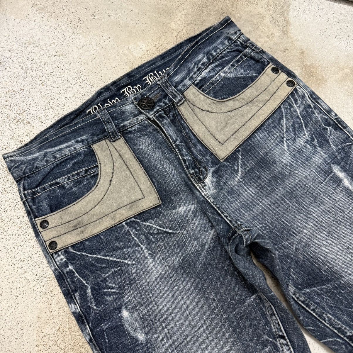 Japanese Brand Blow By Blue Crazy Y2K Whisker Washed Denim Pants Size US 31 - 3 Thumbnail