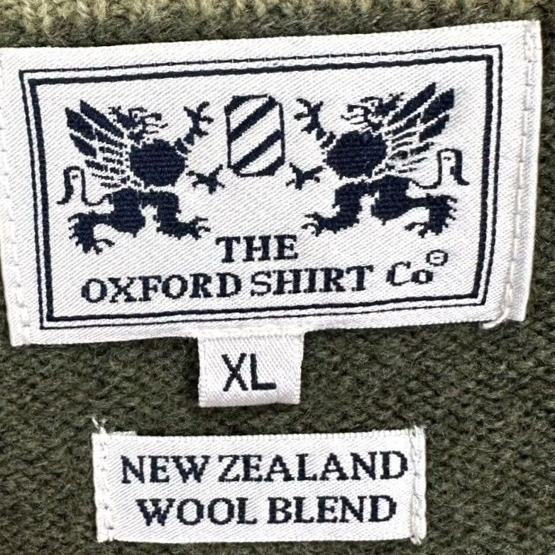 Olive The Oxford Shirt Co. V-Neck Sweater Mens XL Olive Green Lambswool Blend Pullover Size US XL / EU 56 / 4 - 4 Thumbnail