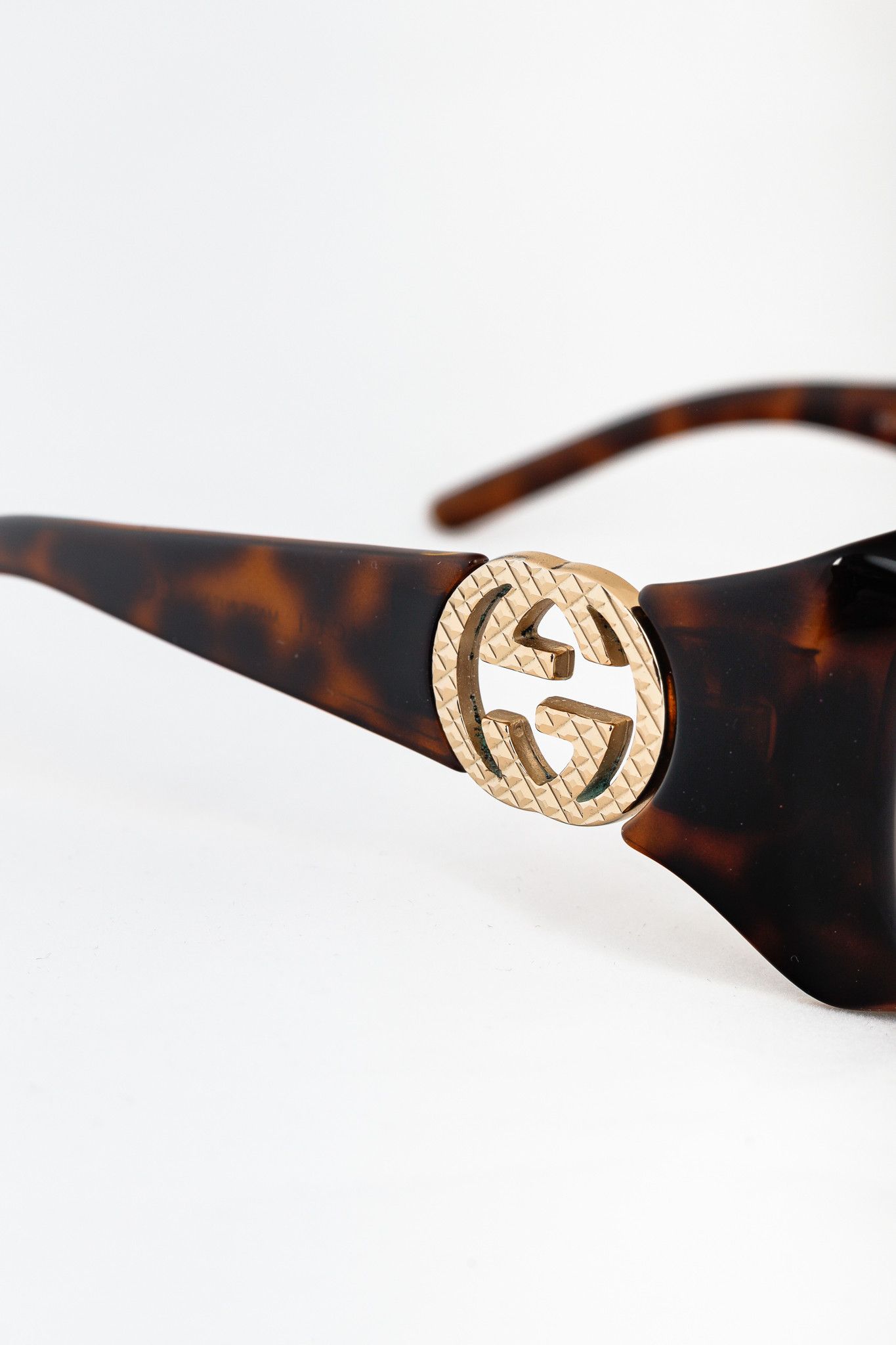 Gucci Gucci GG3504 Tortoiseshell GG-Hinge Rectangular Sunglasses Size ONE SIZE - 7 Thumbnail