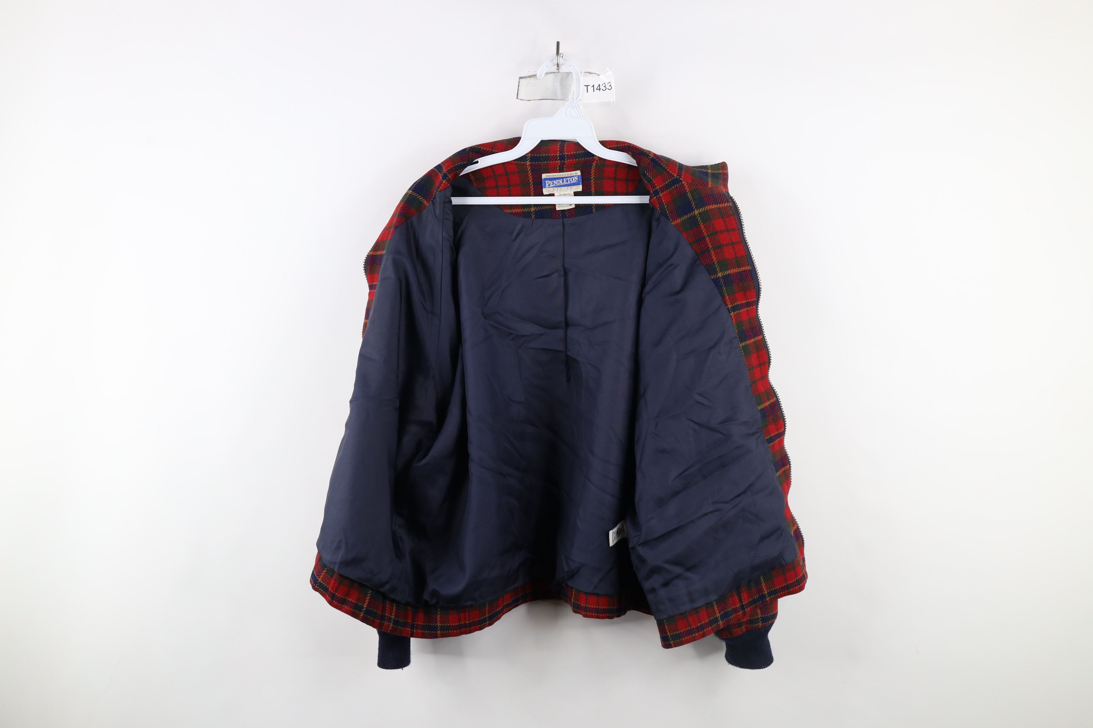 Pendleton × Vintage Vintage 90s Pendleton Cafe Racer Bomber Jacket Plaid USA Size L / US 10 / IT 46 - 16 Thumbnail