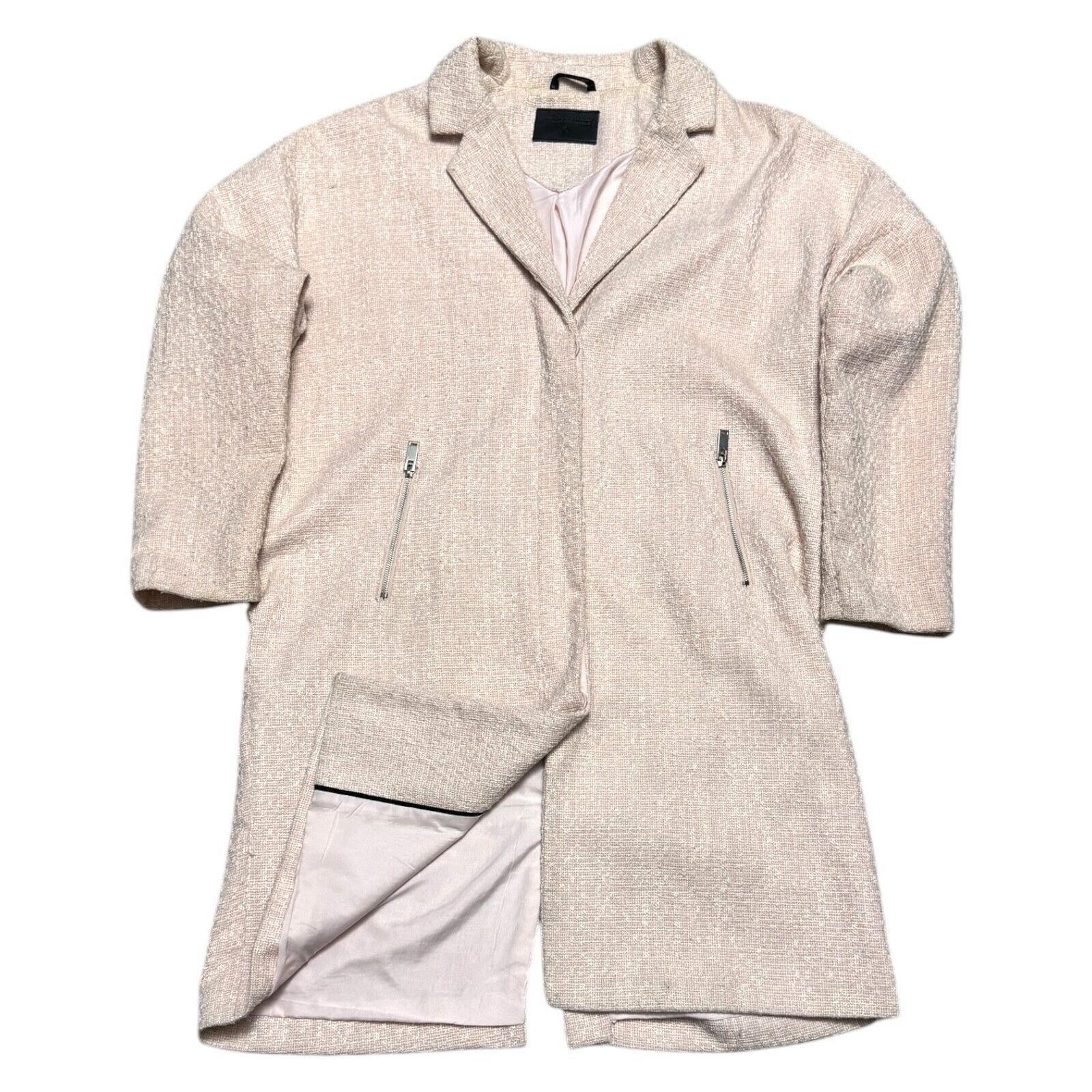 Designer STORM & MARIE Pink Lydia Textured Jacket Coat Large Size L / US 10 / IT 46 - 1 Thumbnail