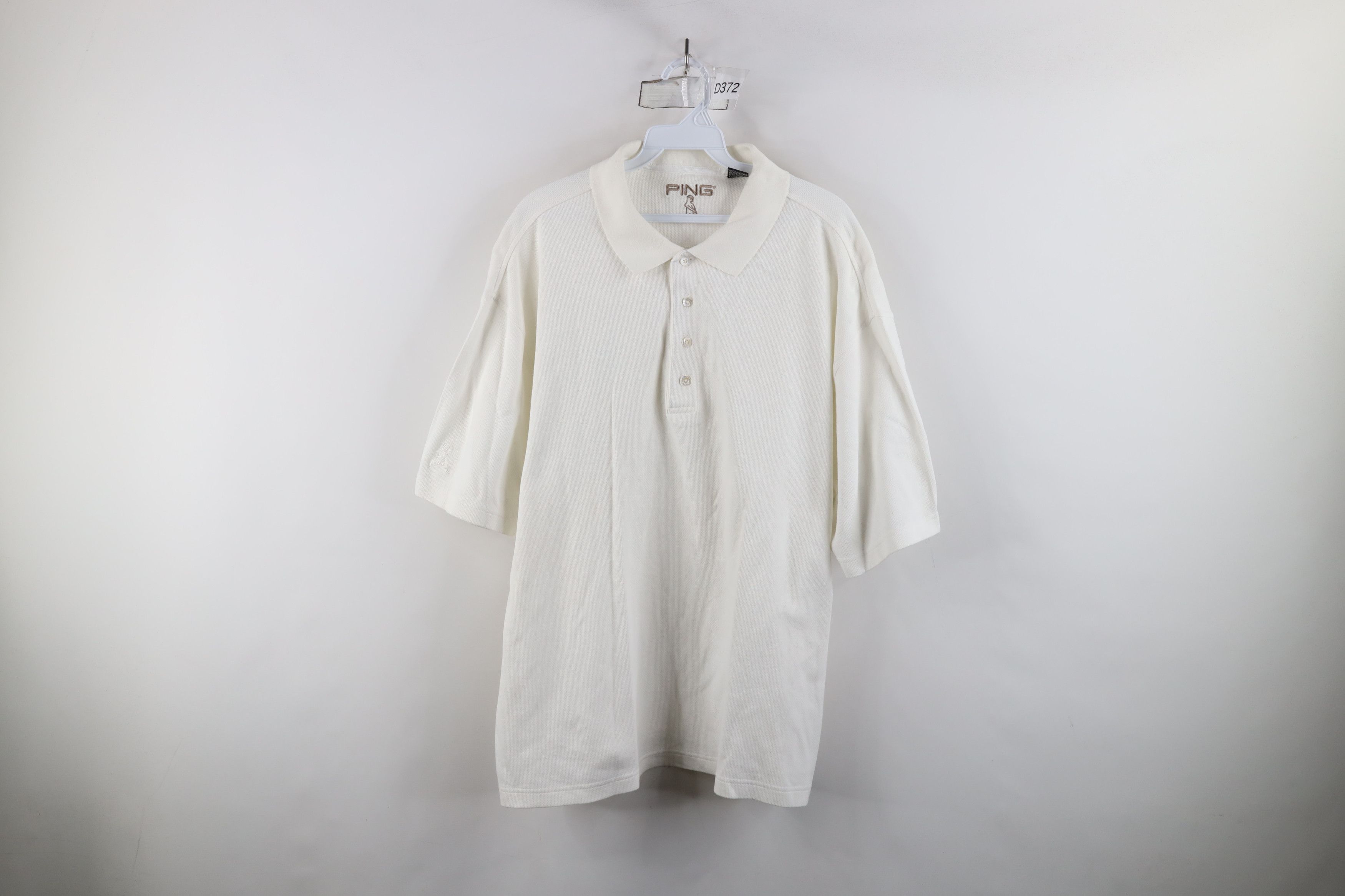 PING × Vintage Vintage 90s Ping Golf Thermal Knit Collared Polo Shirt White Size US L / EU 52-54 / 3 - 1 Thumbnail
