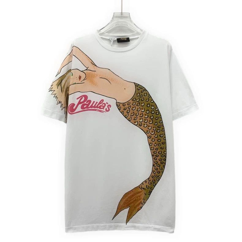 Loewe LOEWE White mermaid printed cotton round neck short sleeve Size XS / US 0-2 / IT 36-38 - 1 Thumbnail