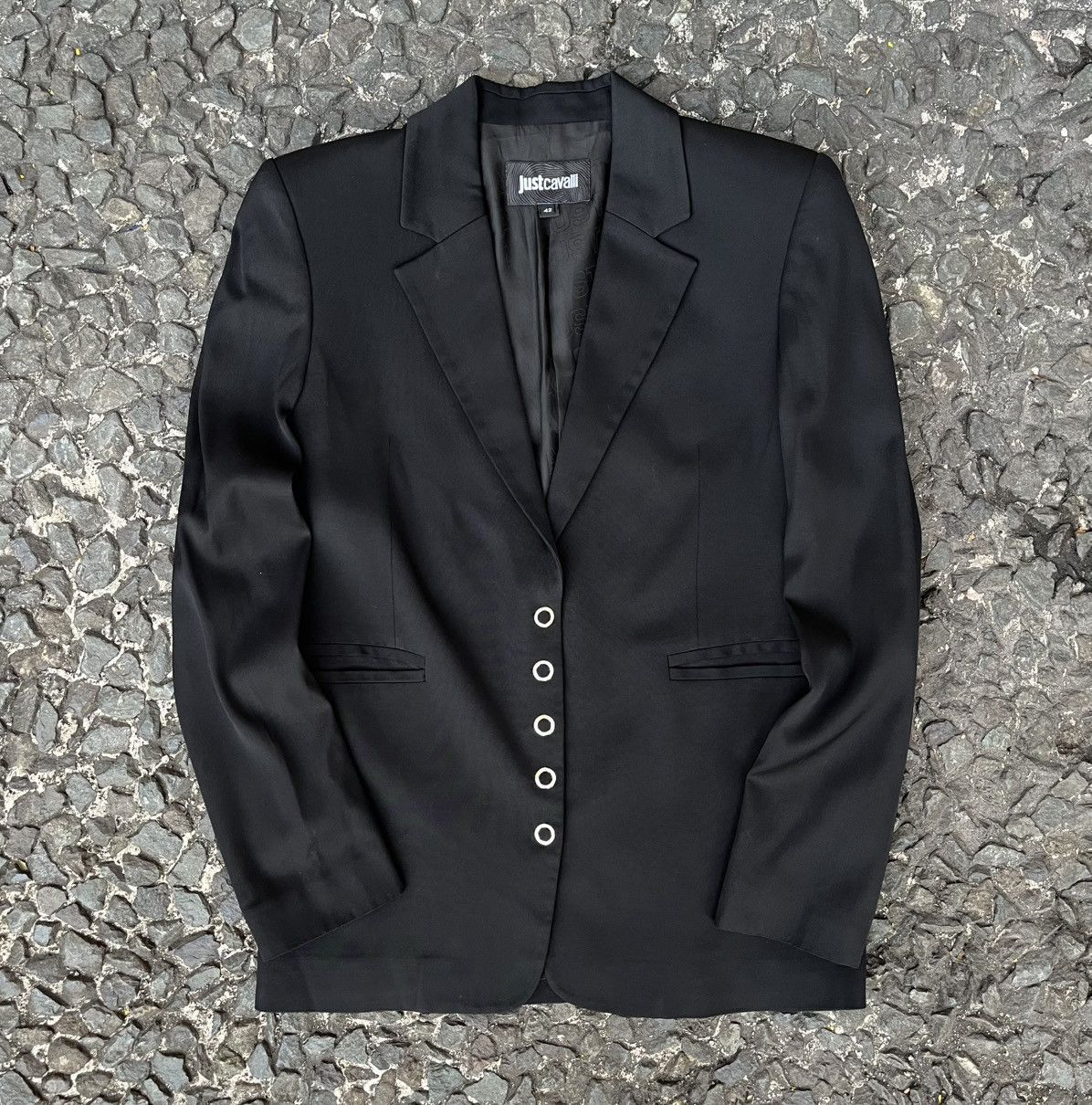 Just Cavalli Just Cavalli Piqué Snap-Front Tailored Jacket Size M / US 6-8 / IT 42-44 - 2 Thumbnail