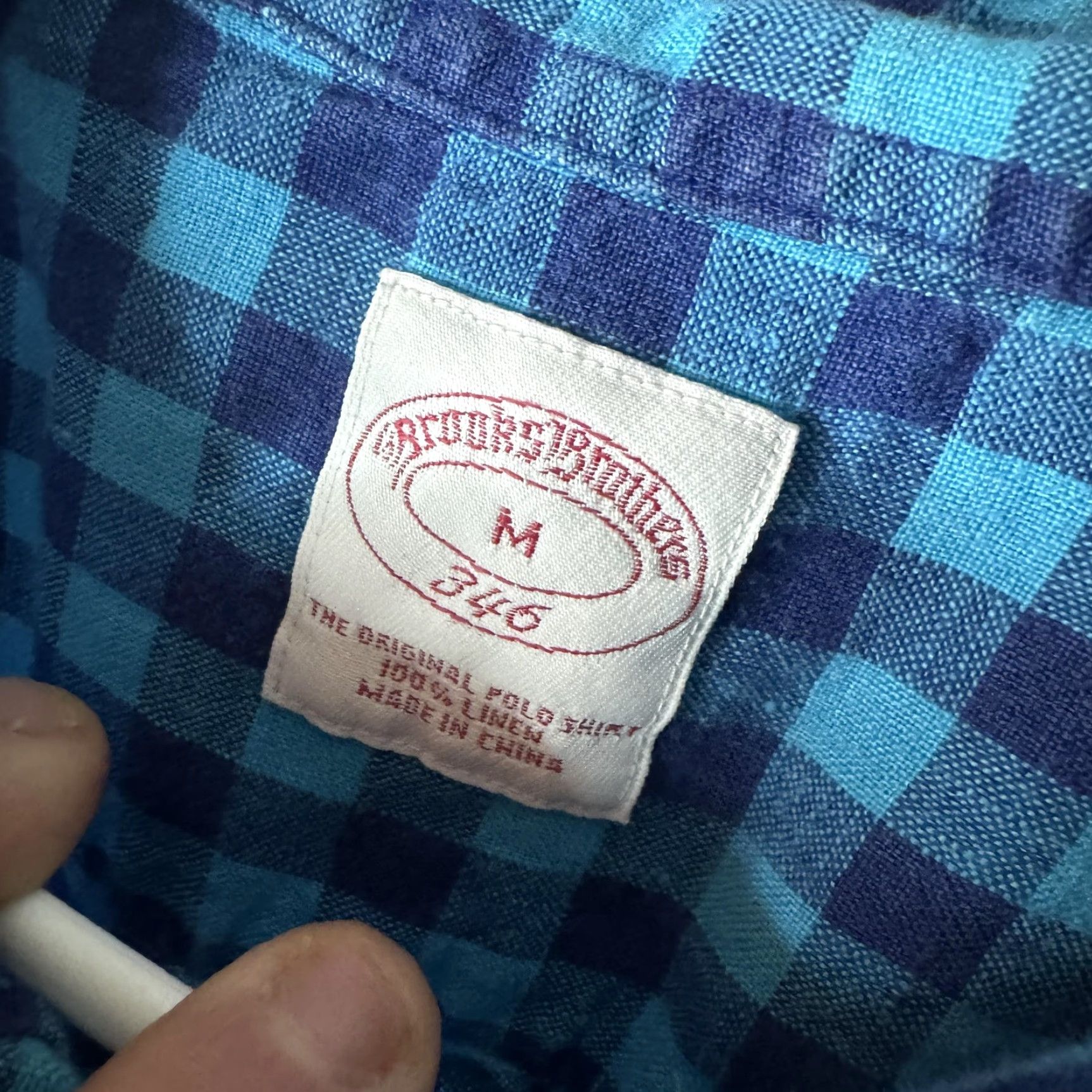 Brooks Brothers Brooks Brothers Shirt Mens Medium Blue Gingham Linen Button Down Short Sleeve Size US M / EU 48-50 / 2 - 7 Thumbnail