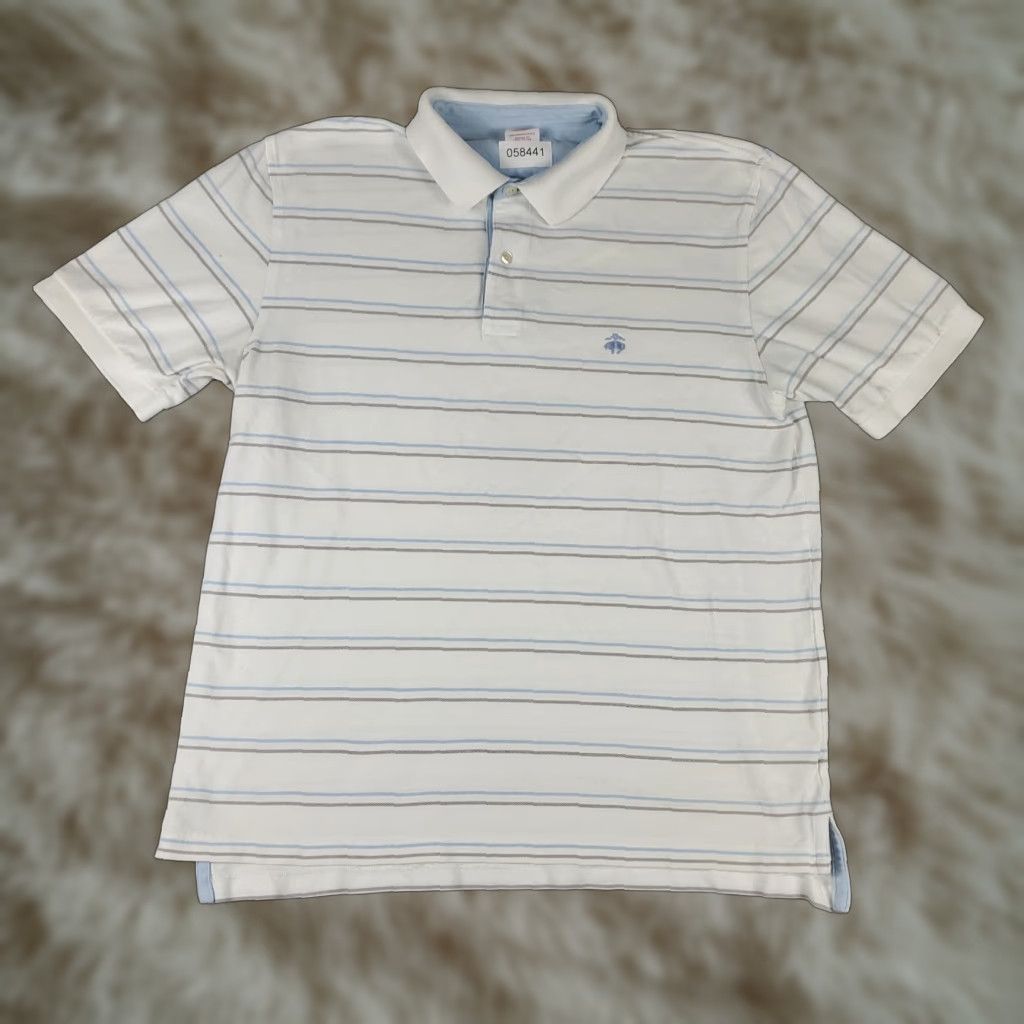 Brooks Brothers Brooks Brothers Polo Shirt Mens Large White Striped Casual Short Sleeve Modern Classic Size US L / EU 52-54 / 3 - 1 Thumbnail