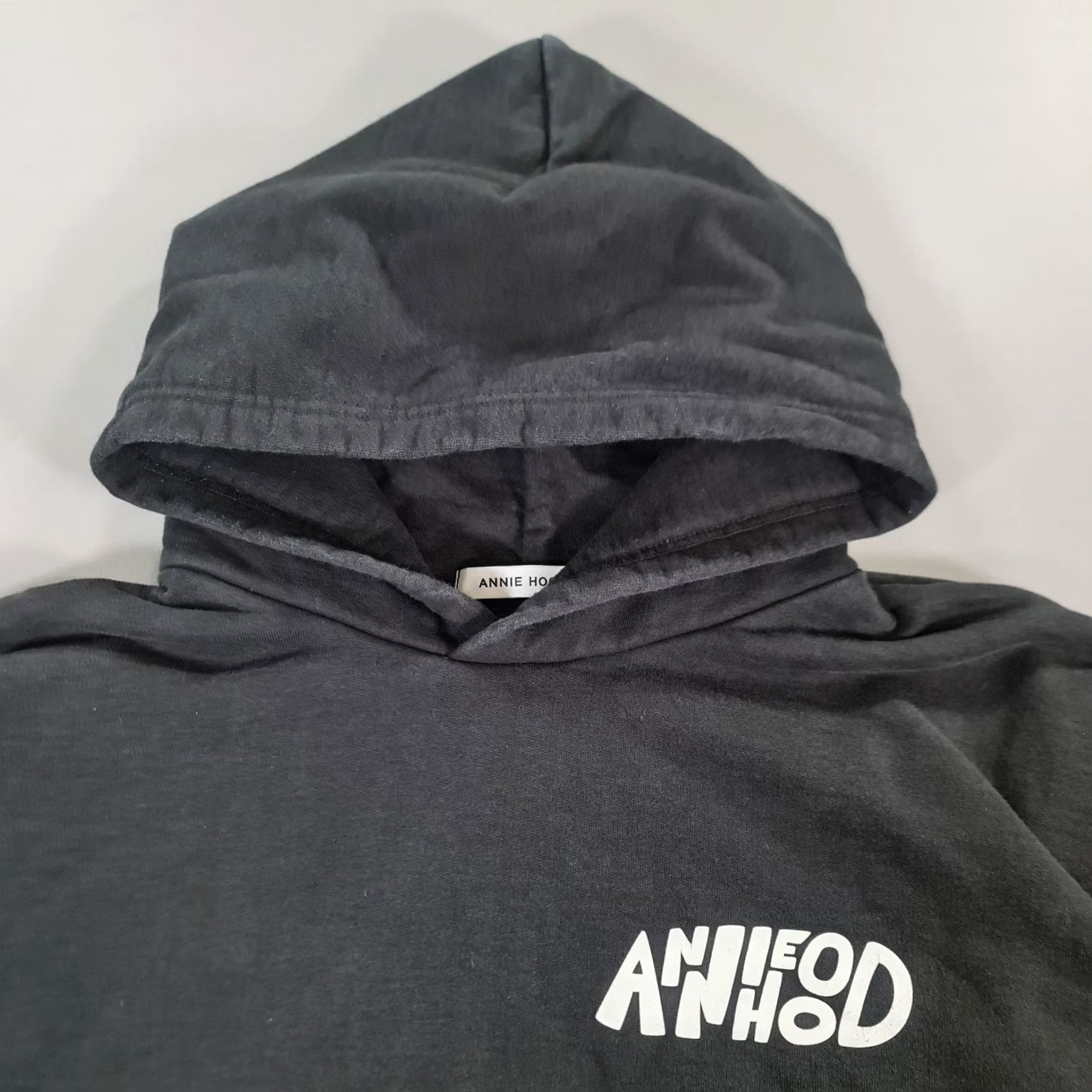 Vintage Annie Hood Womens Hoodie Black Large Heavyweight Cotton Pullover Made In England Size L / US 10 / IT 46 - 2 Thumbnail