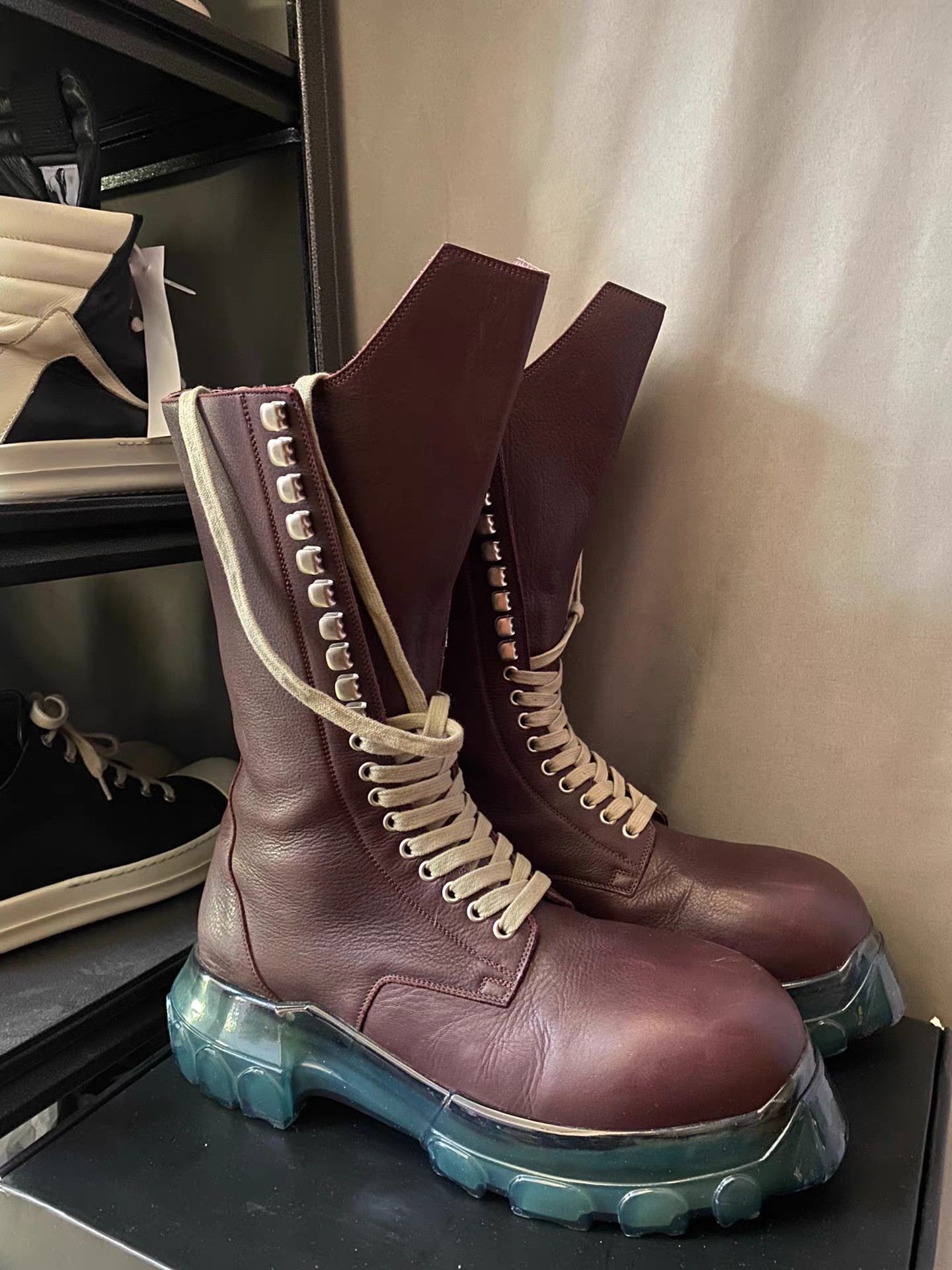 Rick Owens Rick Owens Bozo Burgundy Octopus Sole Lace-up Boots Size US 10 / EU 43 - 3 Thumbnail