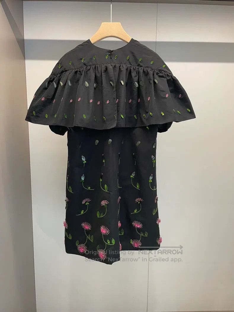 Valentino Valentino Black floral cotton short-sleeved dress Size M / US 6-8 / IT 42-44 - 2 Thumbnail