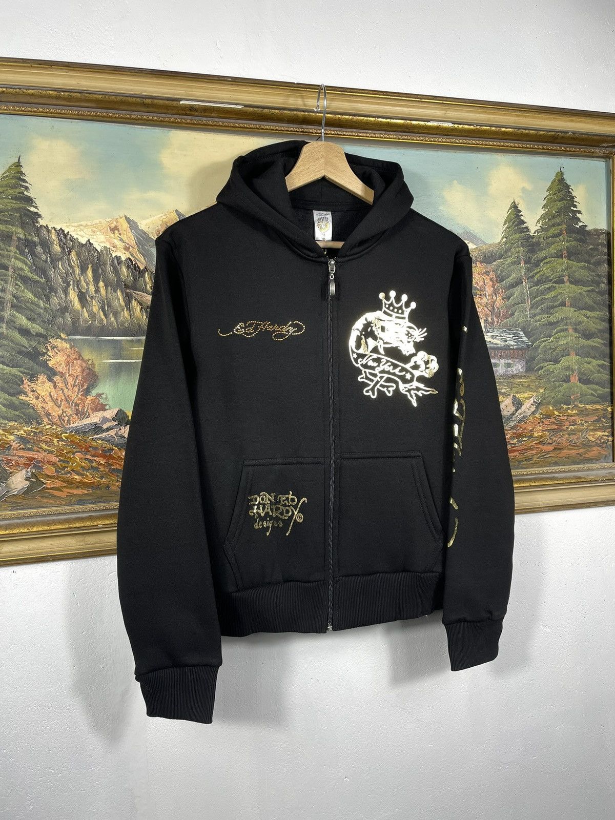 Christian Audigier × Ed Hardy × Vintage Ed Hardy Retro 00s Hoodie Sweatshirt Affliction Grunge Size S / US 4 / IT 40 - 4 Thumbnail