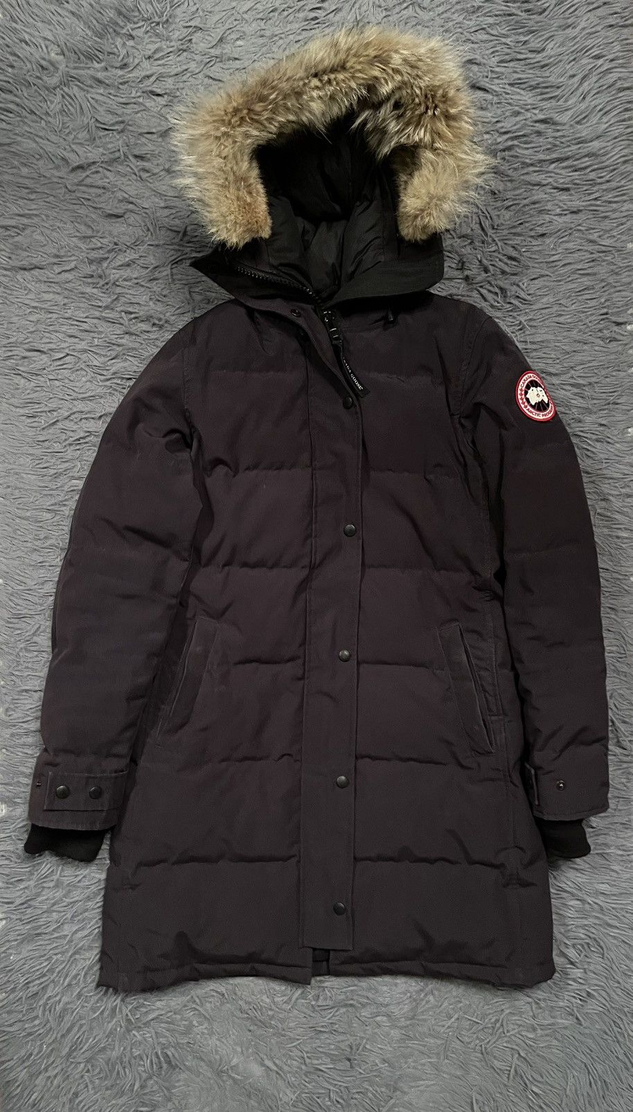 image of Canada Goose Goose Down Puffer Parka Jacket Coyote Fur Hood in Black, Women's (Size Small)