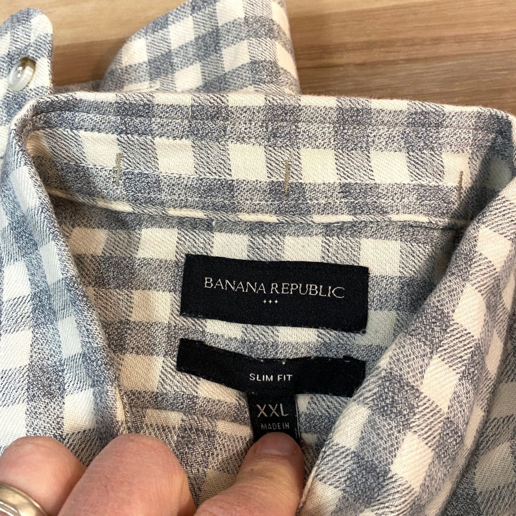 Banana Republic Banana Republic Shirt Mens XXL Slim Fit Flannel Gingham Check Button Down Long Sleeve Casual Geometric Pocket Collared Vintage No Size US XXL / EU 58 / 5 - 2 Thumbnail