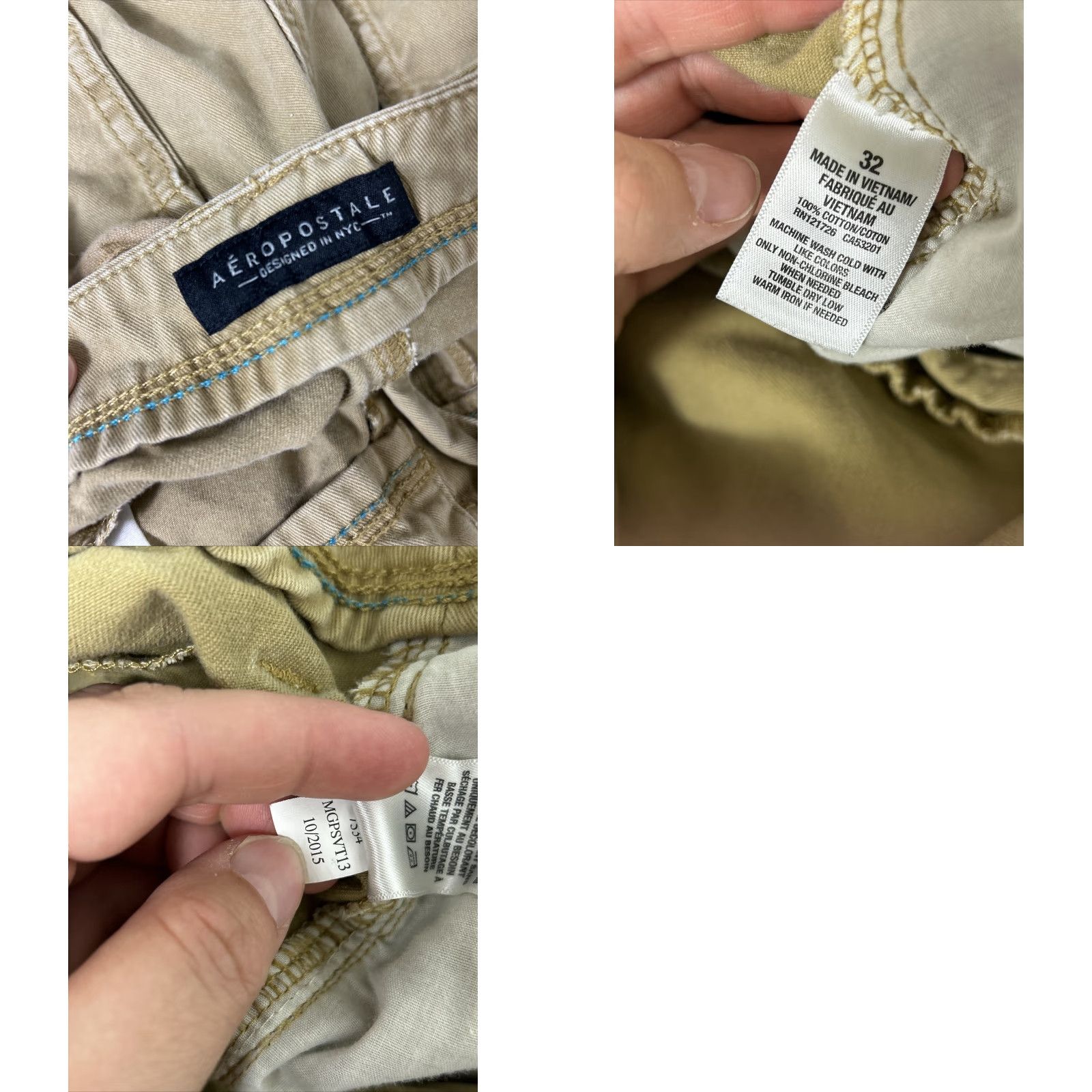 Vintage Aéropostale Cargo Shorts Beige Cotton 32x10 Men Regular Size US 32 / EU 48 - 9 Thumbnail