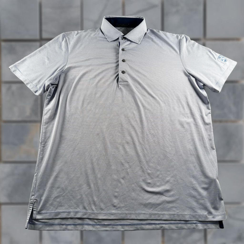 Vintage Greyson Polo Shirt Mens L Blue White Striped Short Sleeve Performance Golf Size US L / EU 52-54 / 3 - 1 Thumbnail