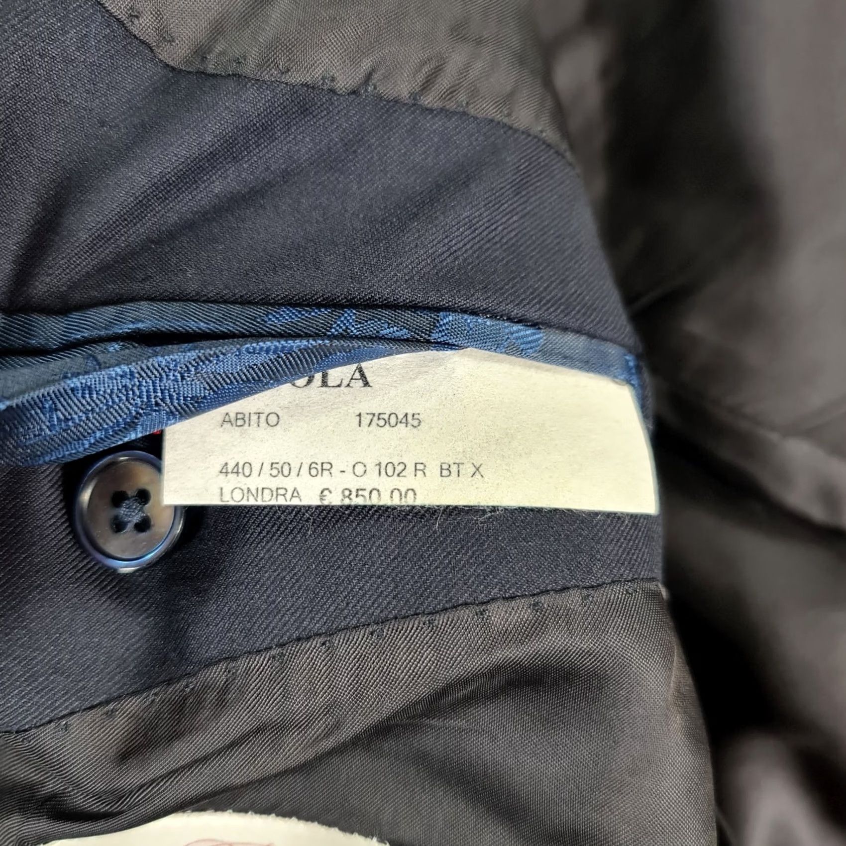 Vintage Sartoria Rossi Mens Suit Jacket Navy Blue 40 R Wool Blazer Vitale Barberis Size 40R - 6 Thumbnail