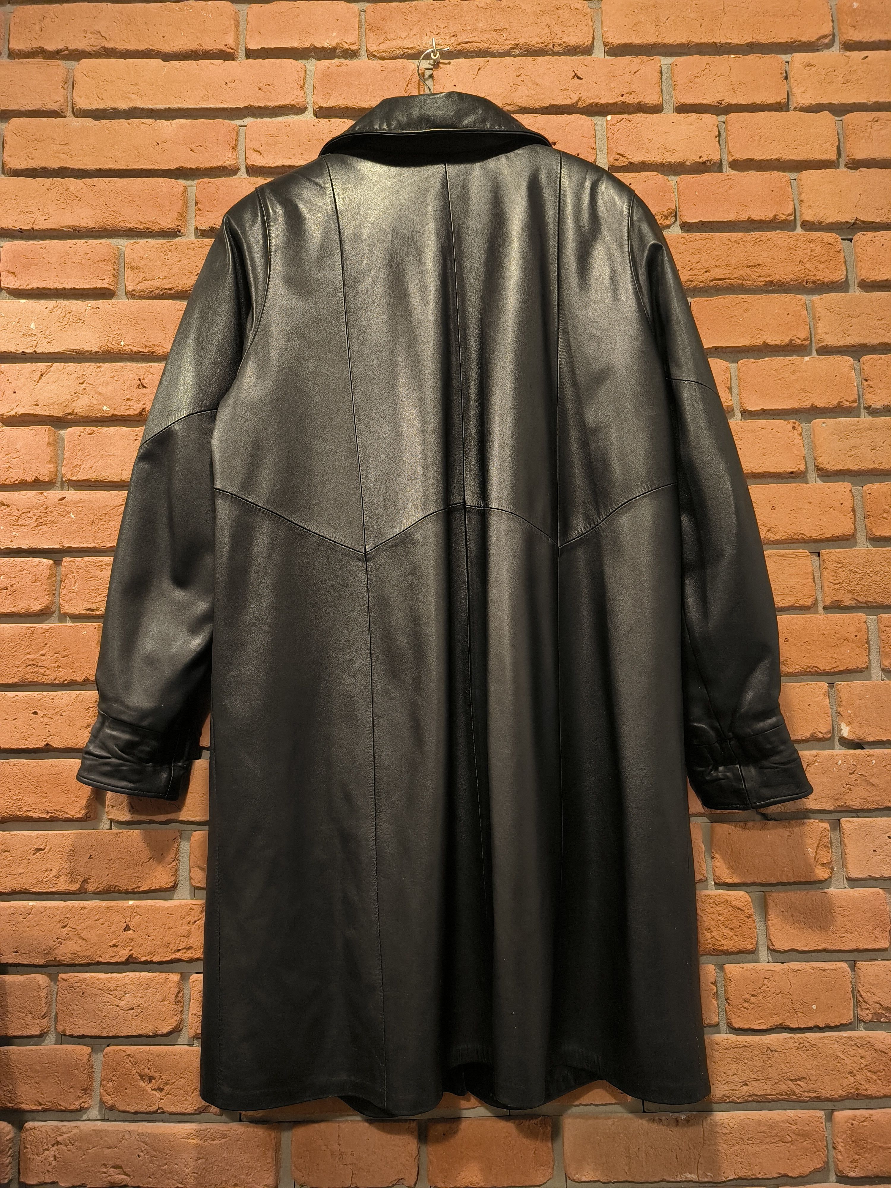 Vintage Vintage Leather Long Coat Black Jacket Basic Size US XL / EU 56 / 4 - 4 Thumbnail