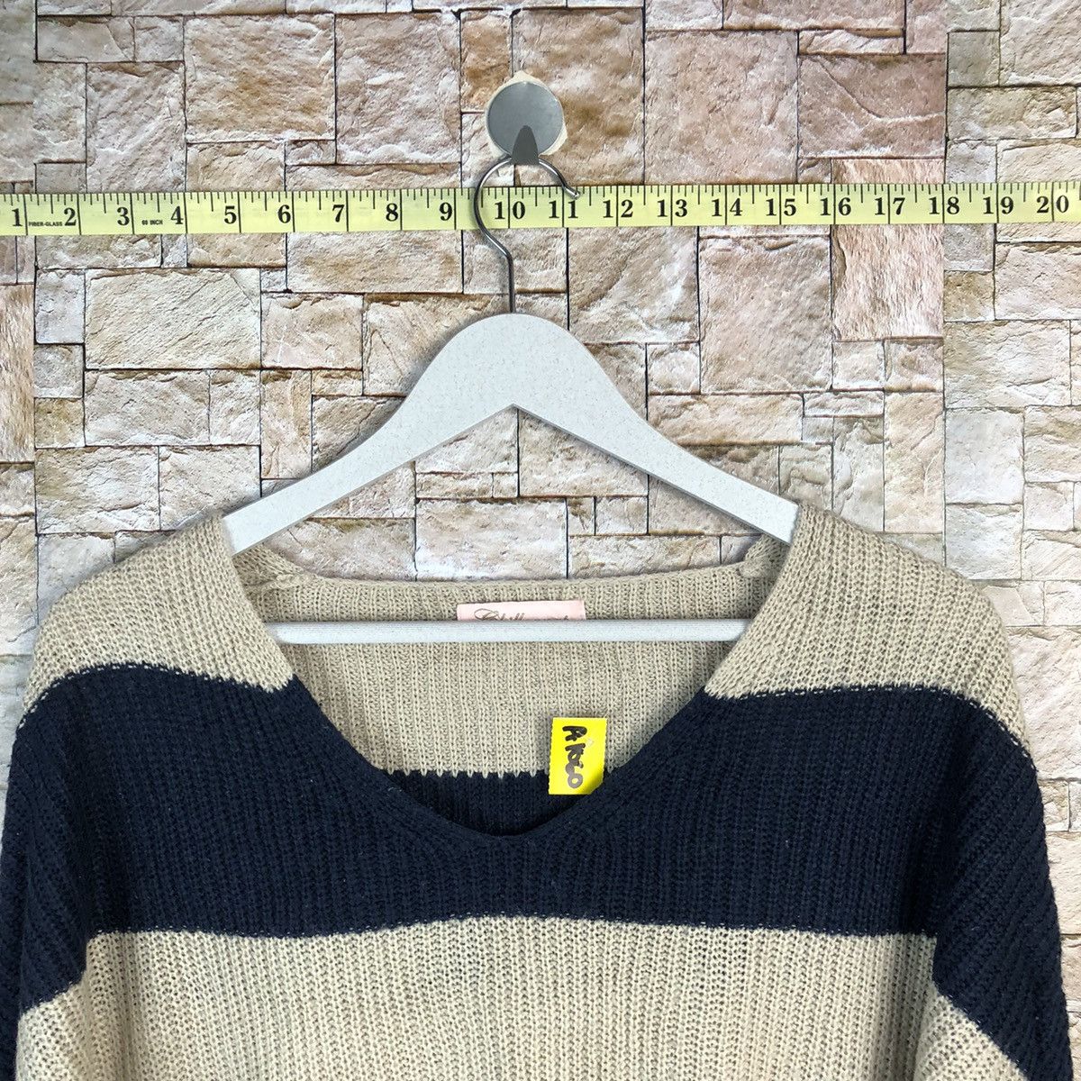 Homespun Knitwear × Japanese Brand × OVER THE STRiPES Thille Anap Brown Stripe Knitwear #A1060 Size US L / EU 52-54 / 3 - 4 Thumbnail