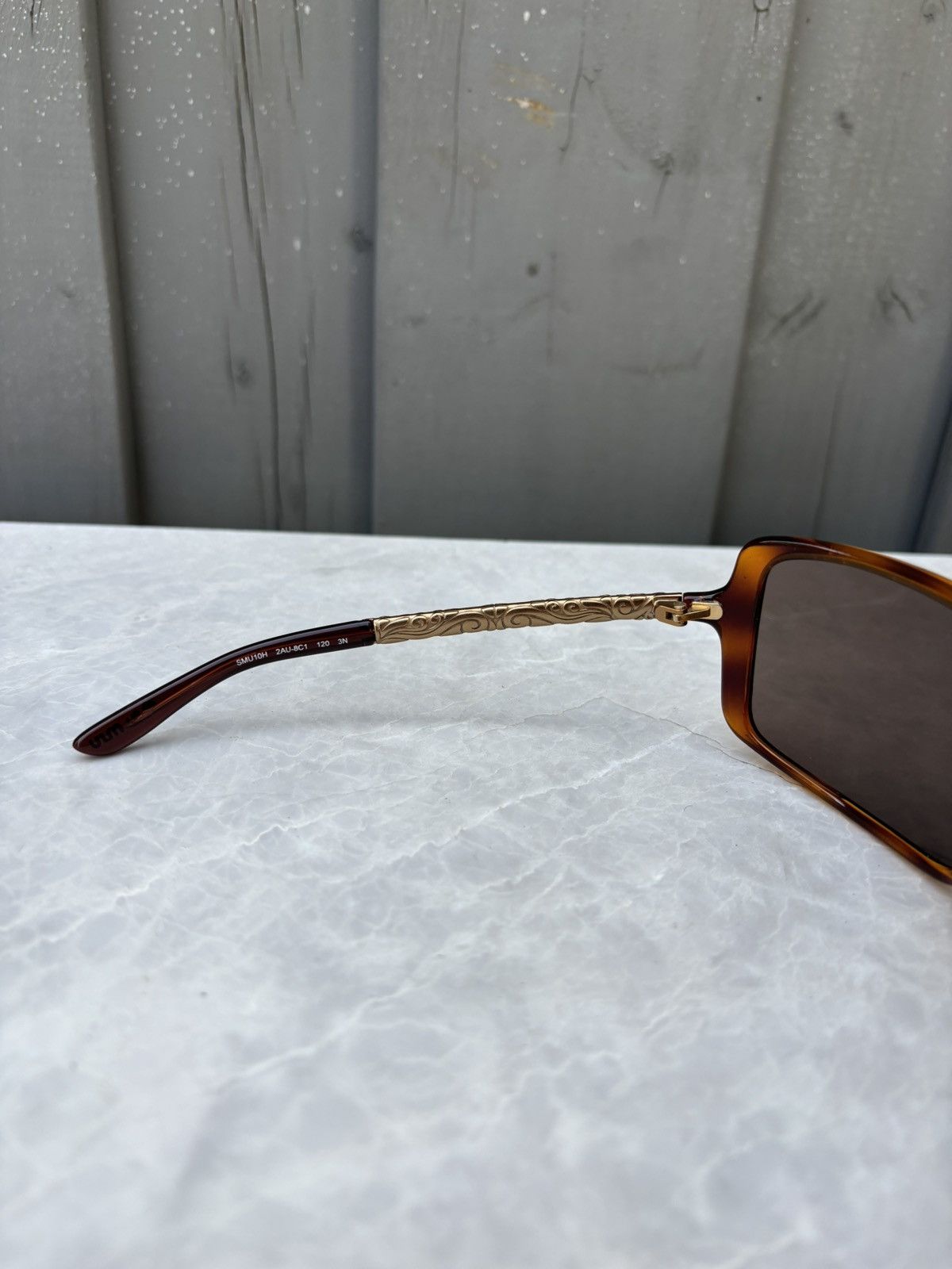 Miu Miu × Prada 2000s Miu Miu Sunglasses Y2K Shield Gold SMU 10H Visor Overs Size ONE SIZE - 15 Thumbnail