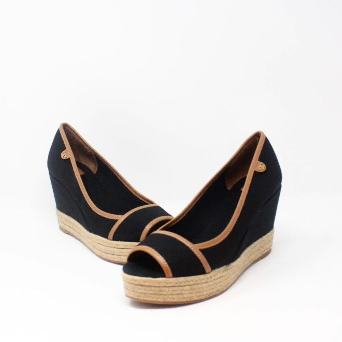 Tory Burch TORY BURCH Black Majorca Wedges Size 37 US 7 Size US 7 / IT 37 - 1 Thumbnail