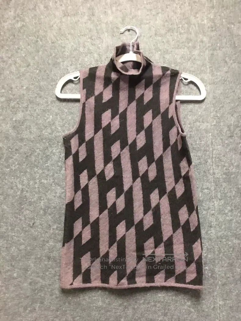 Hermes Hermes Gingham Pattern Sleeveless Knit Vest Size S / US 4 / IT 40 - 1 Thumbnail