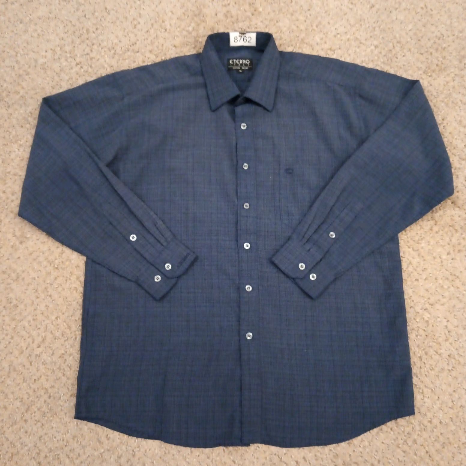 Vintage Eterno Shirt Mens Size 16 Blue Plaid Long Sleeve Button Up Cotton Blend Size US L / EU 52-54 / 3 - 2 Thumbnail