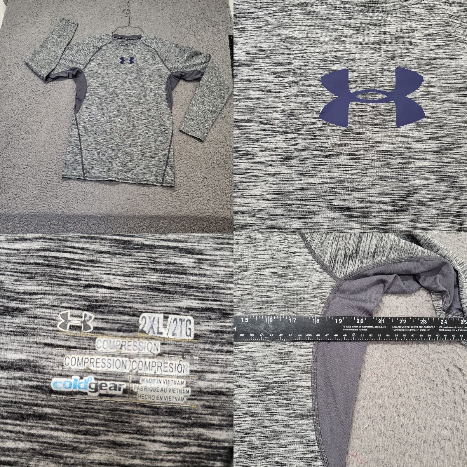 Under Armour Under Armour Heatgear Compression Shirt Men's 2XL Heather Gray Long Sleeve Raglan Sleeve Breathable Moisture Wicking Quick Dry Athletic Size US XXL / EU 58 / 5 - 8 Thumbnail