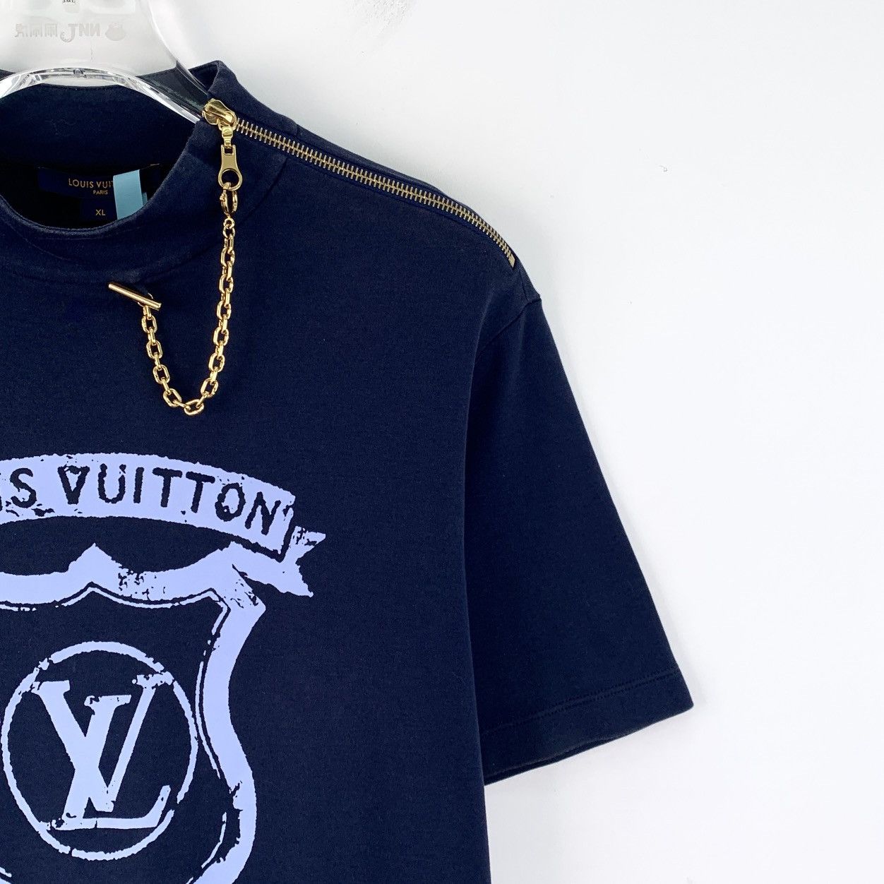 Louis Vuitton Louis Vuitton Navy Logo Print Cotton Short Sleeve Dress Size XL / US 12-14 / IT 48-50 - 3 Thumbnail