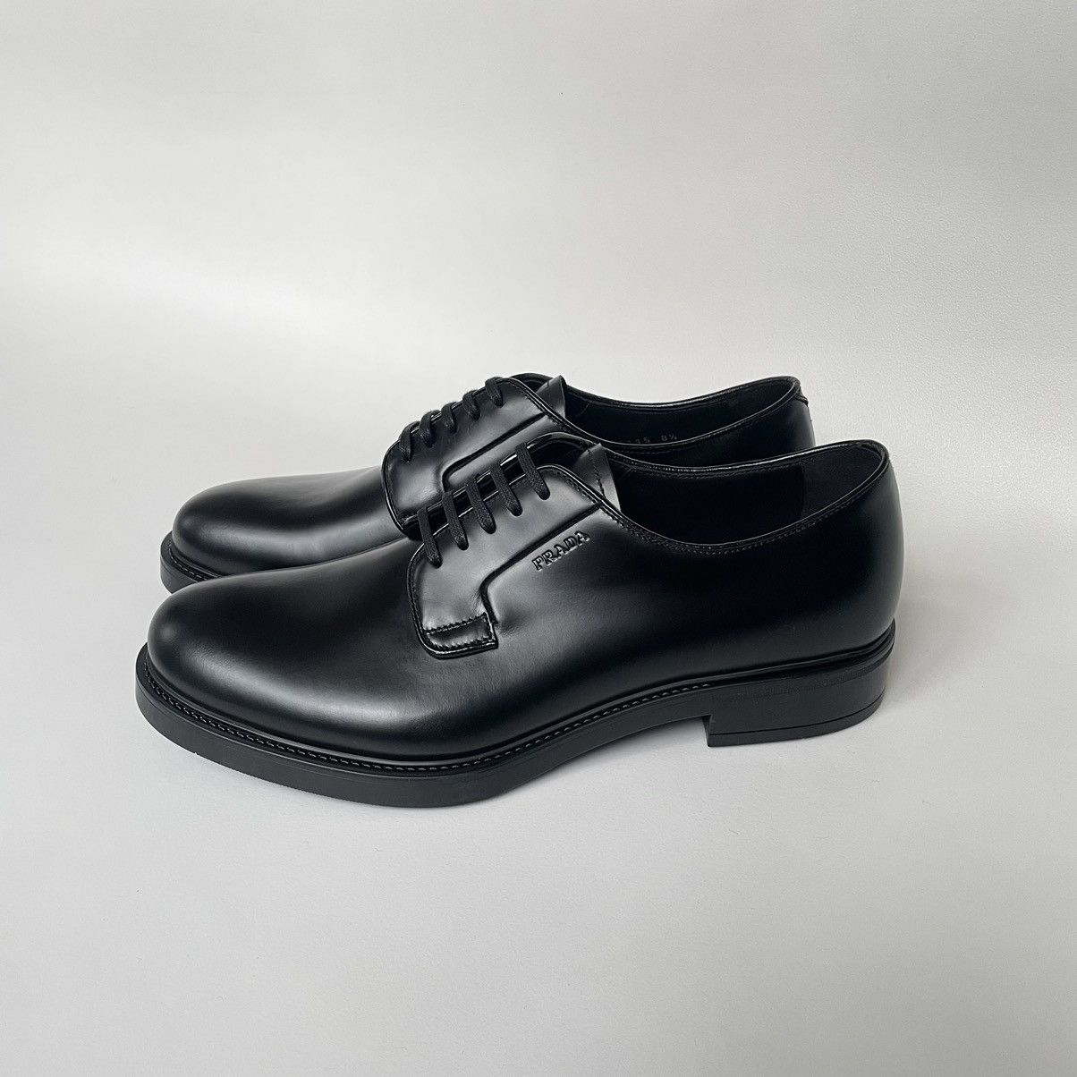 Prada Black Leather Derby Shoes Size US 9.5 / EU 42-43 - 9 Thumbnail
