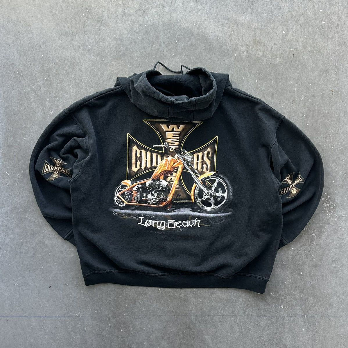 image of Harley Davidson x Jnco Crazy Vintage Y2K West Coast Choppers Hoodie Grunge Cyber in Black (Size Lar
