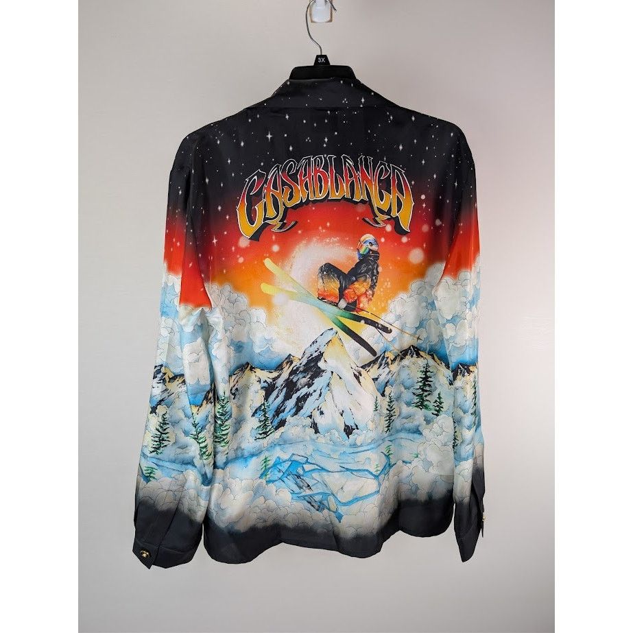 Casablanca o1rshd1 Cuban Collar Long Sleeve Shirt in Ski Lake Size US L / EU 52-54 / 3 - 10 Thumbnail