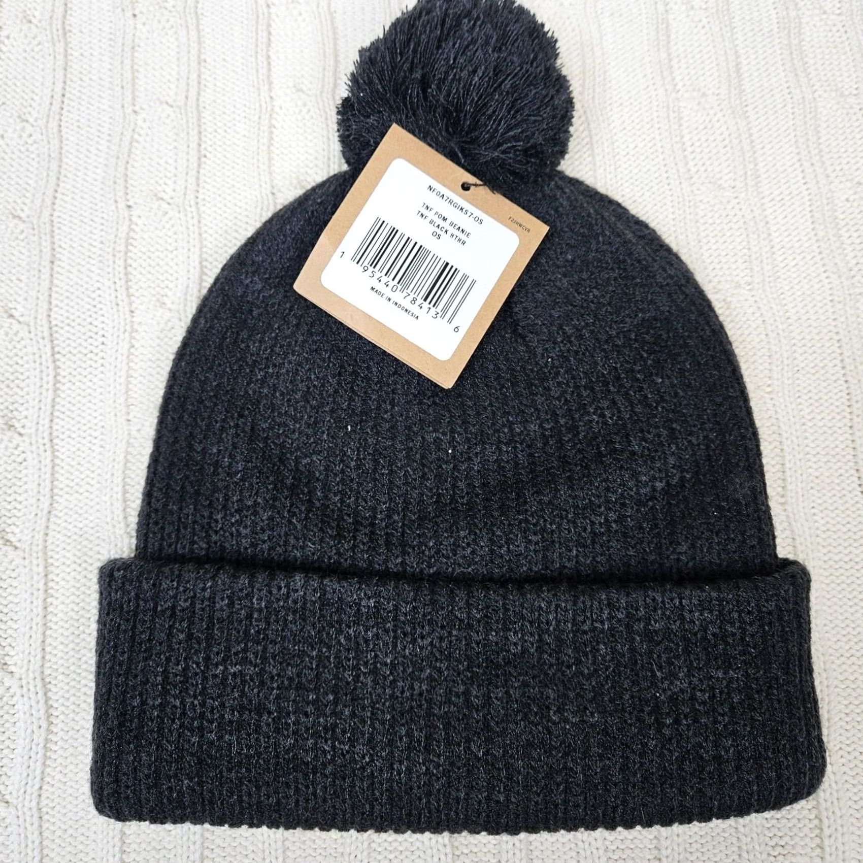The North Face The North Face Beanie Unisex Adults One Size Black Knit Pompom Hat Winter Fall Spring Size ONE SIZE - 3 Thumbnail